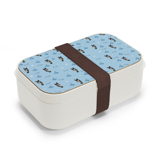 Grey Horse Blue Pattern Bento Lunch Box – Cute Horse Face Reusable Lunchbox