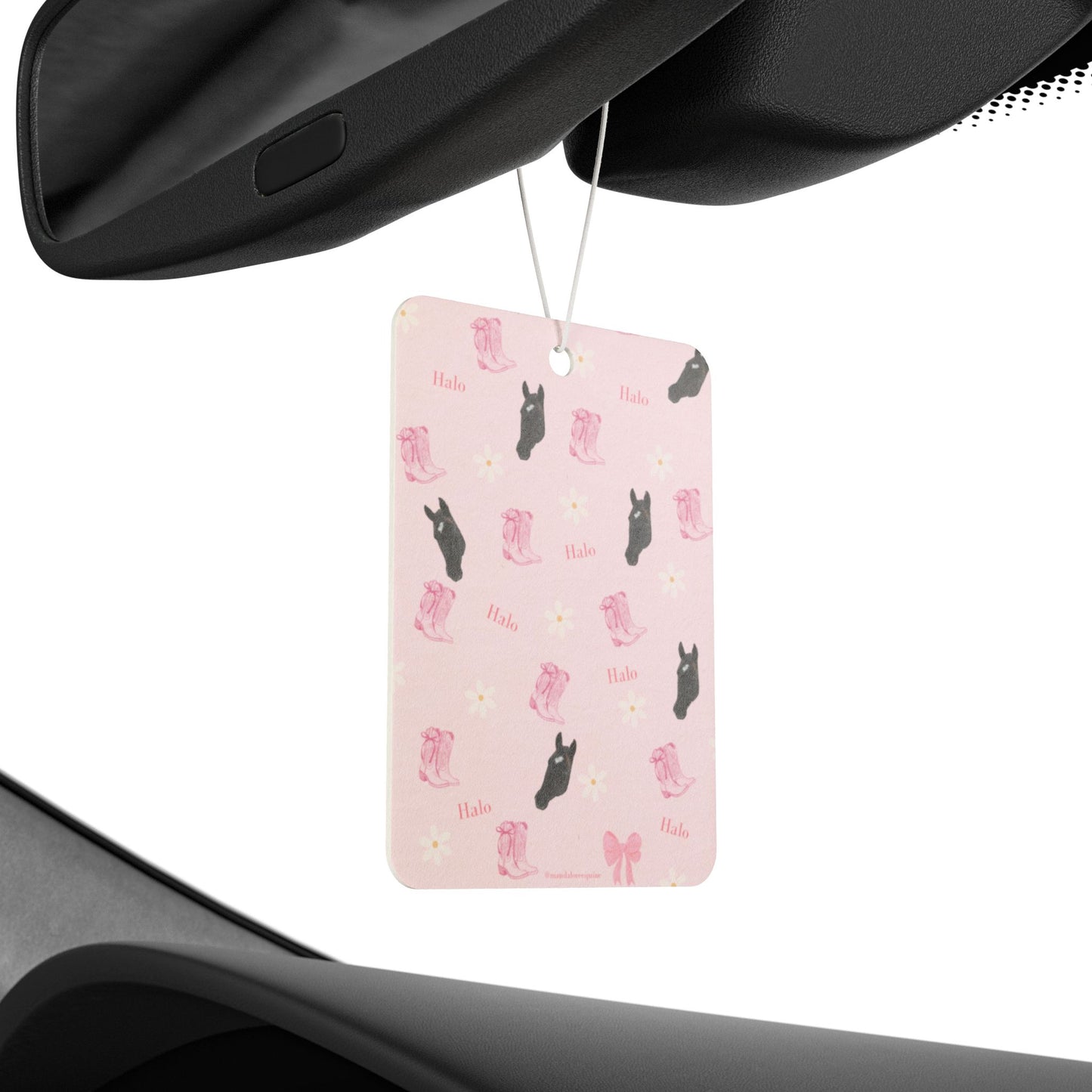 Black Horse Pink Car Air Freshener — Floral Equine Scented Ornament