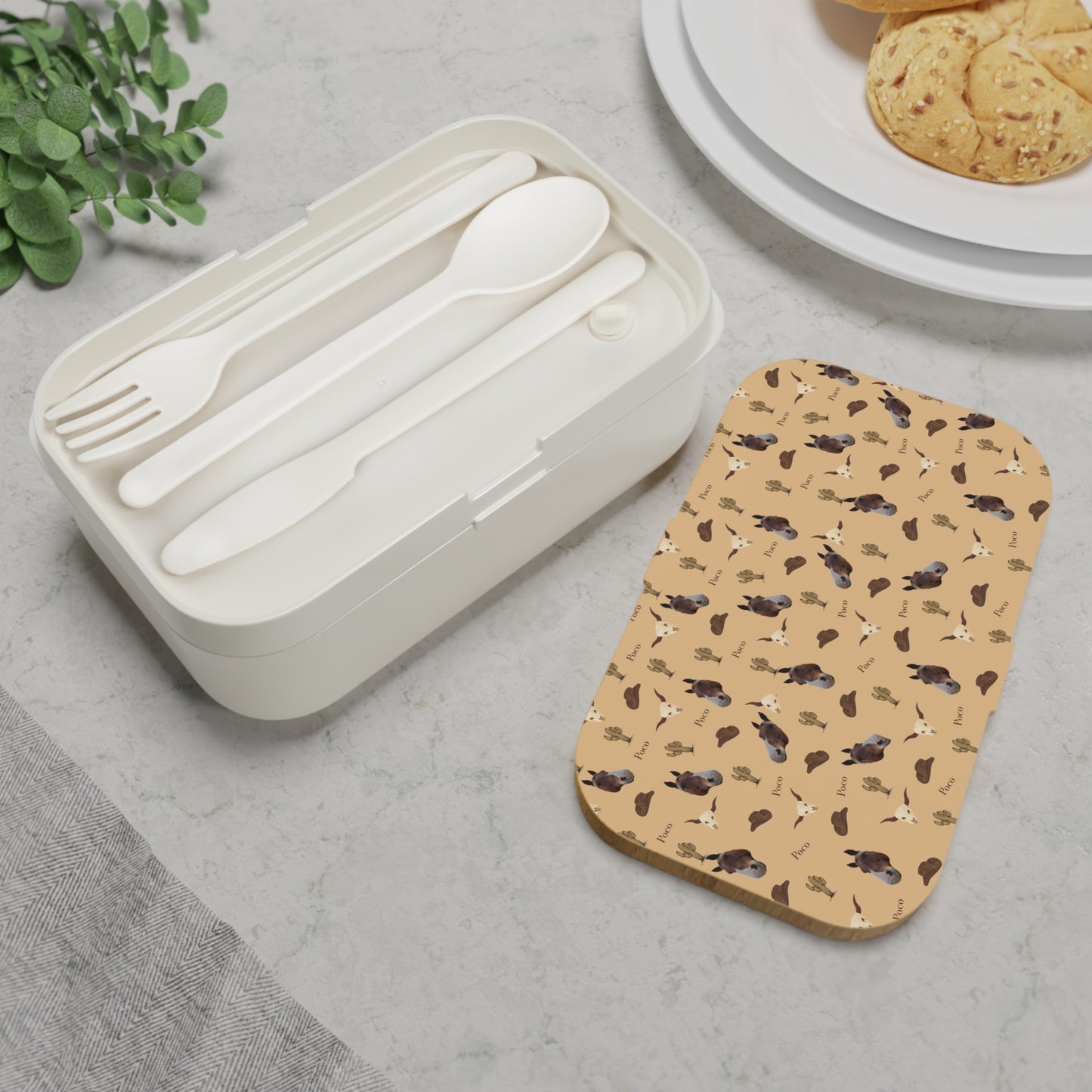 Bento Lunch Box — Cute Western Horse Desert Print