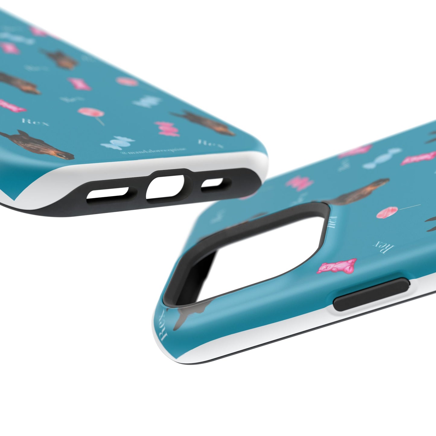 Magnetic Impact-Resistant Phone Case — Teal Doberman Candy Pattern (Protective, Shockproof)