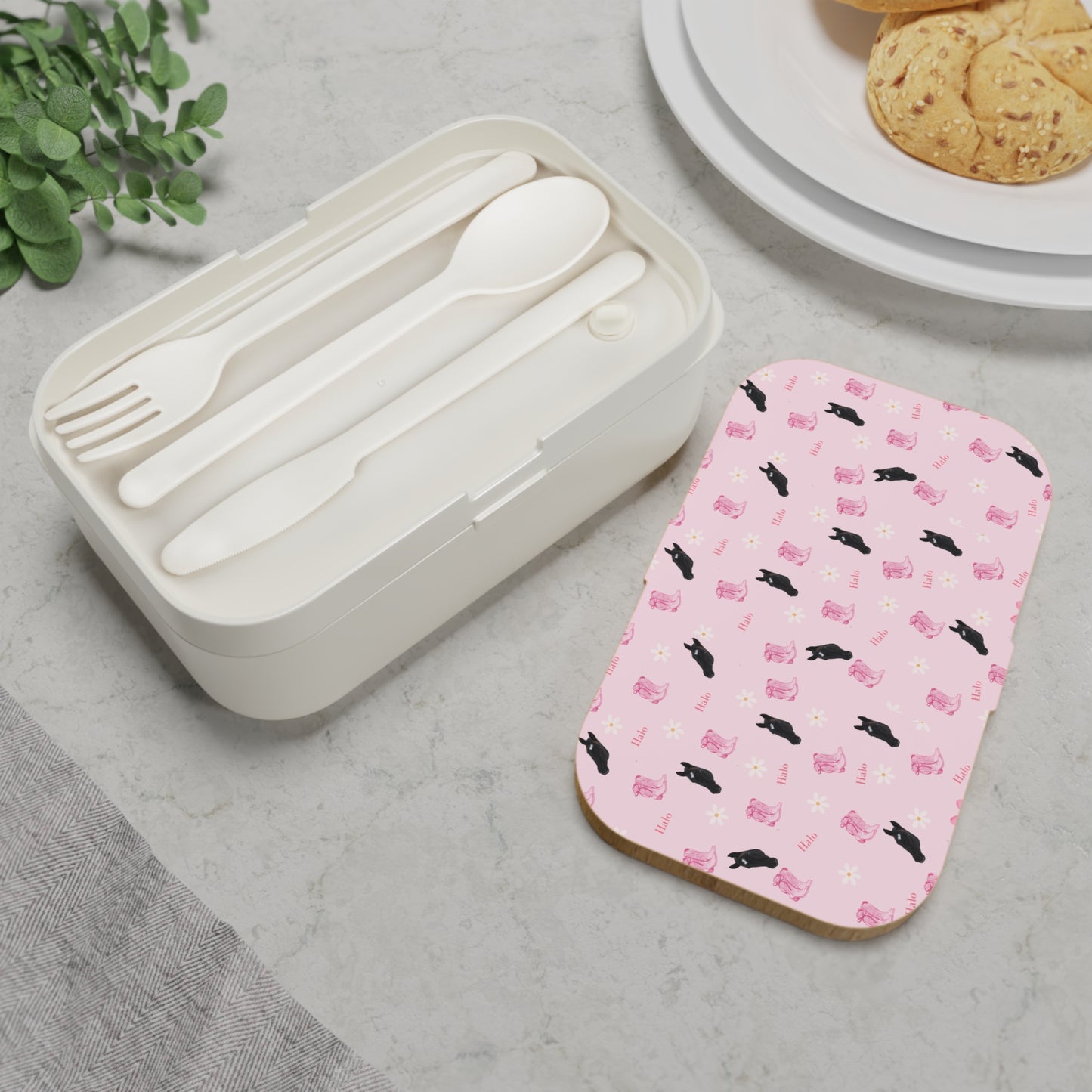 Black Horse Pink Bento Lunch Box — Cute Equine Lunch Container