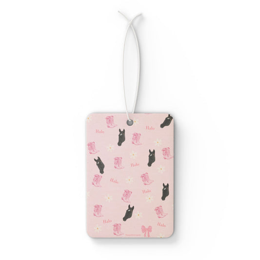 Black Horse Pink Car Air Freshener — Floral Equine Scented Ornament