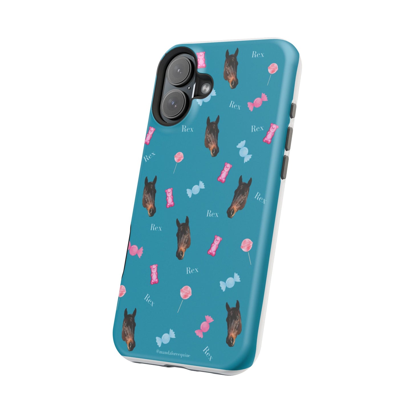 Magnetic Impact-Resistant Phone Case — Teal Doberman Candy Pattern (Protective, Shockproof)