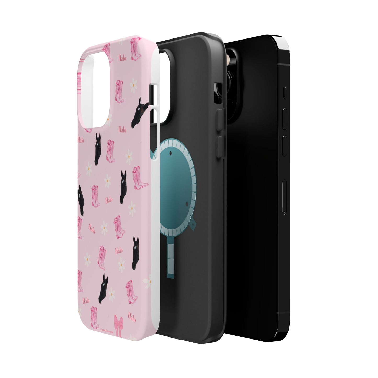 Magnetic Impact-Resistant Phone Case — Cute Pink Cat Pattern