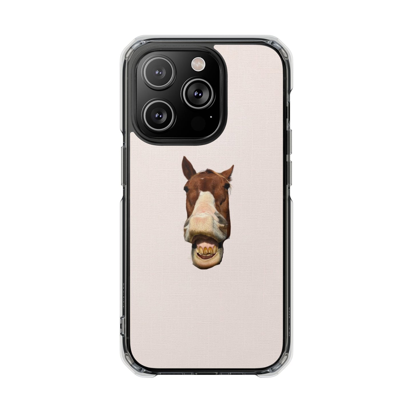 Clear Magnetic Phone Case — Funny Grinning Horse Design
