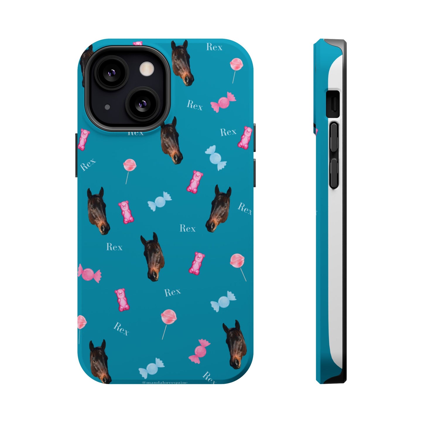Magnetic Impact-Resistant Phone Case — Teal Doberman Candy Pattern (Protective, Shockproof)