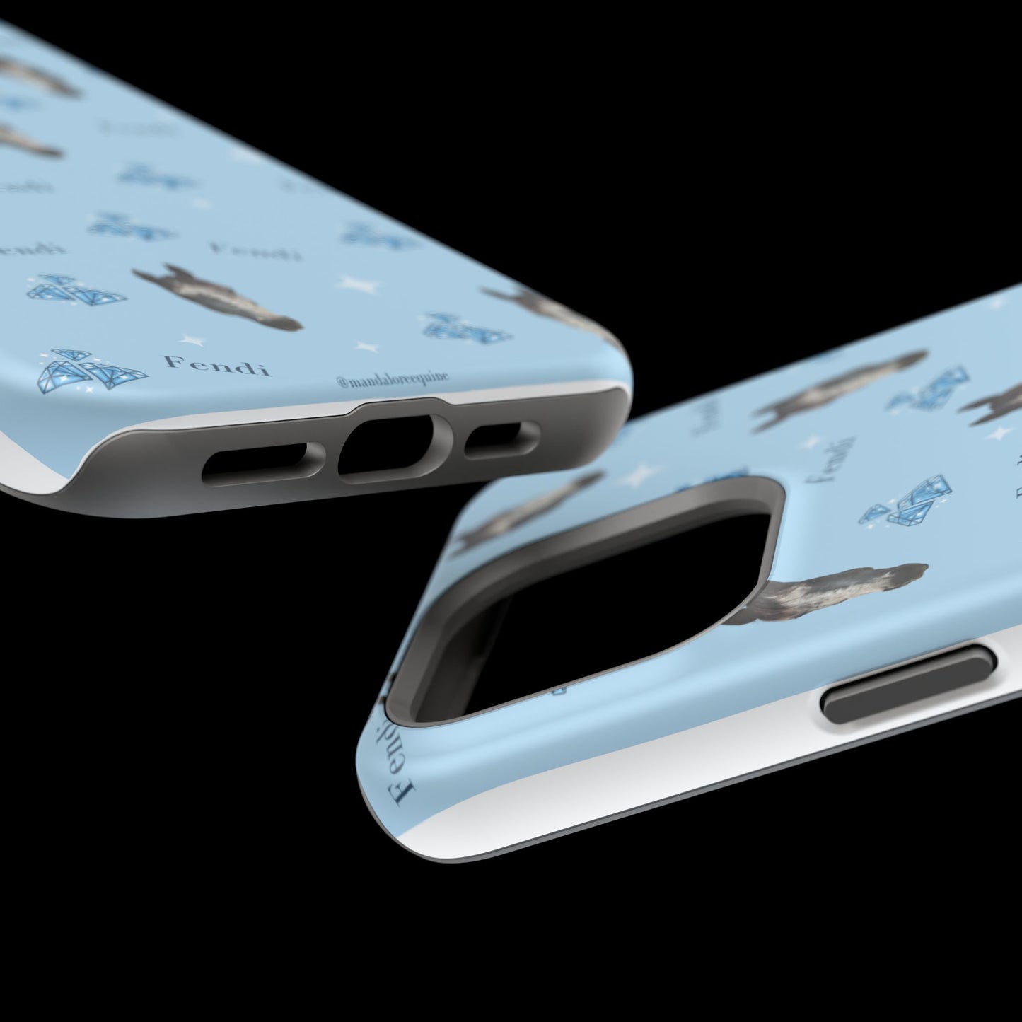 Blue Horse Pattern Magnetic Impact-Resistant Phone Case