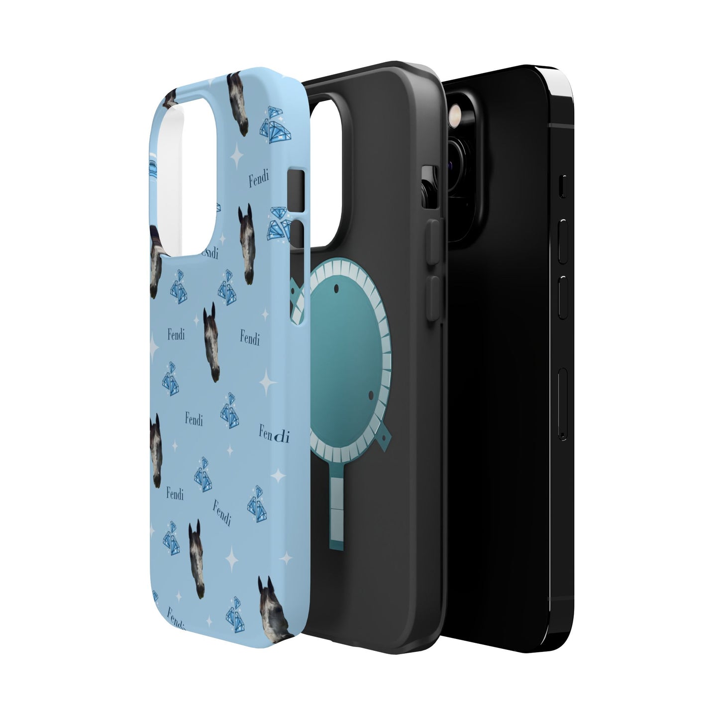 Blue Horse Pattern Magnetic Impact-Resistant Phone Case