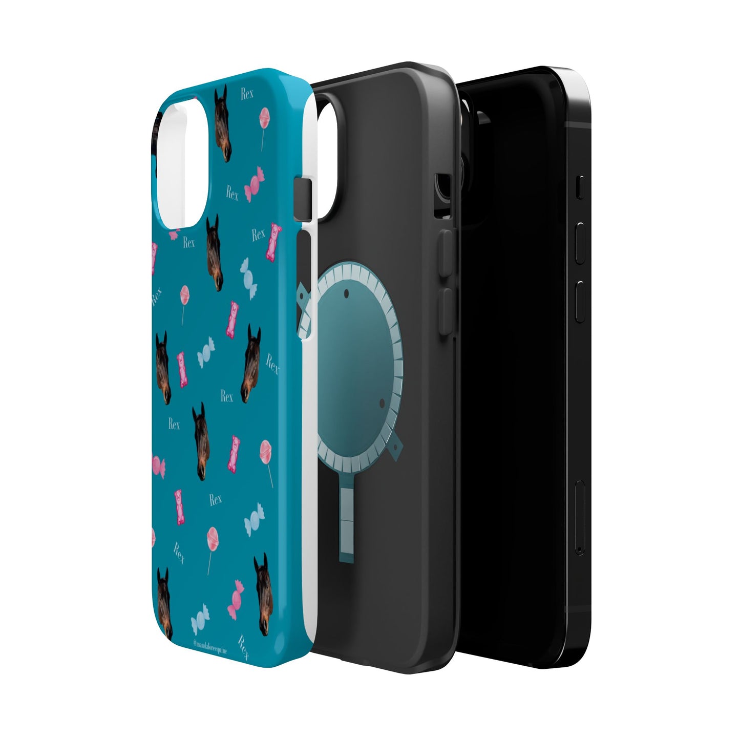 Magnetic Impact-Resistant Phone Case — Teal Doberman Candy Pattern (Protective, Shockproof)