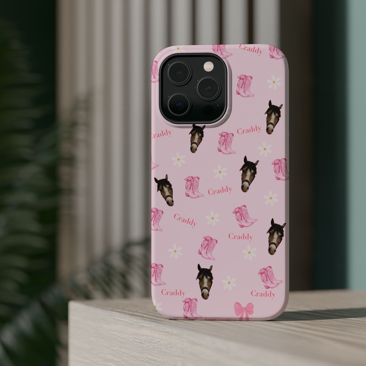 Pink Horse Pattern Magnetic Impact Case — Custom Equestrian iPhone Cover