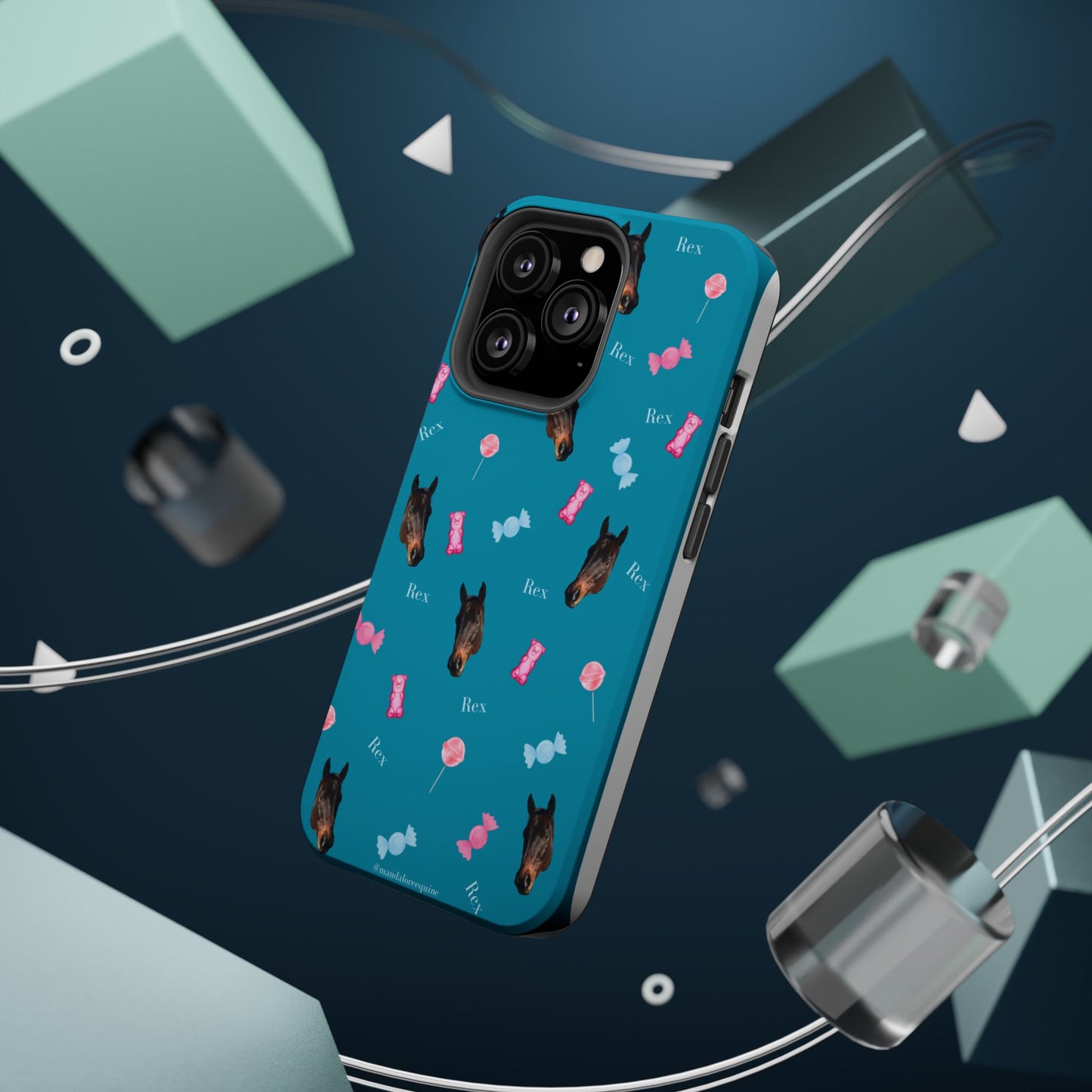 Magnetic Impact-Resistant Phone Case — Teal Doberman Candy Pattern (Protective, Shockproof)