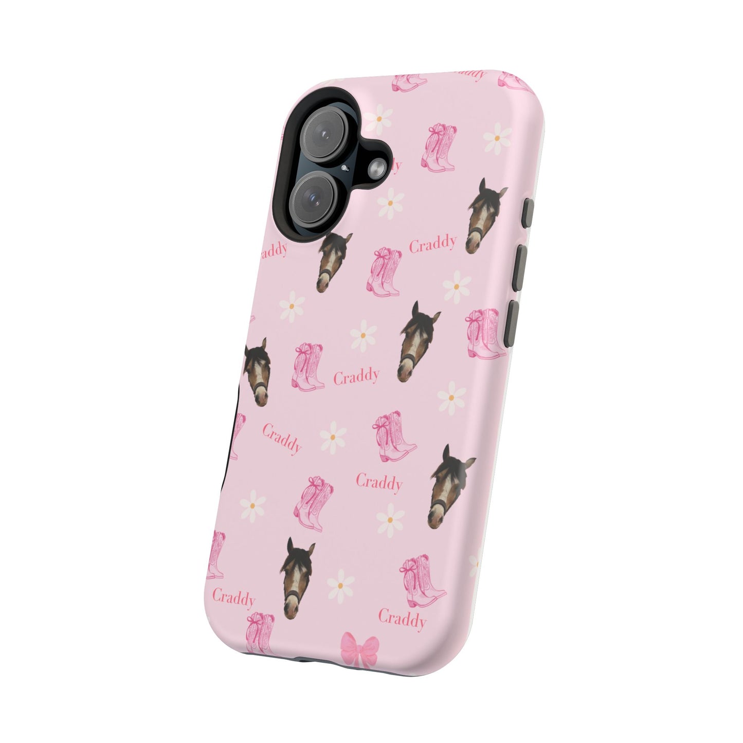 Pink Horse Pattern Magnetic Impact Case — Custom Equestrian iPhone Cover