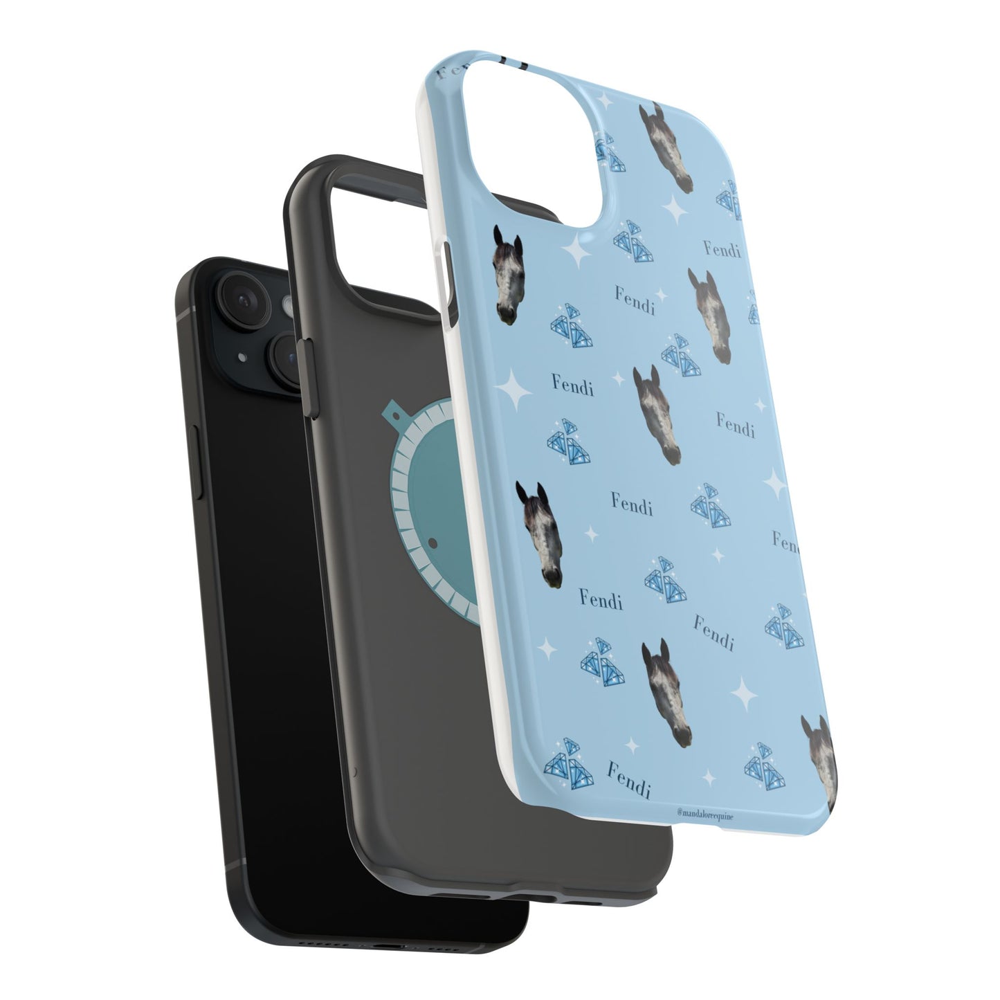 Blue Horse Pattern Magnetic Impact-Resistant Phone Case