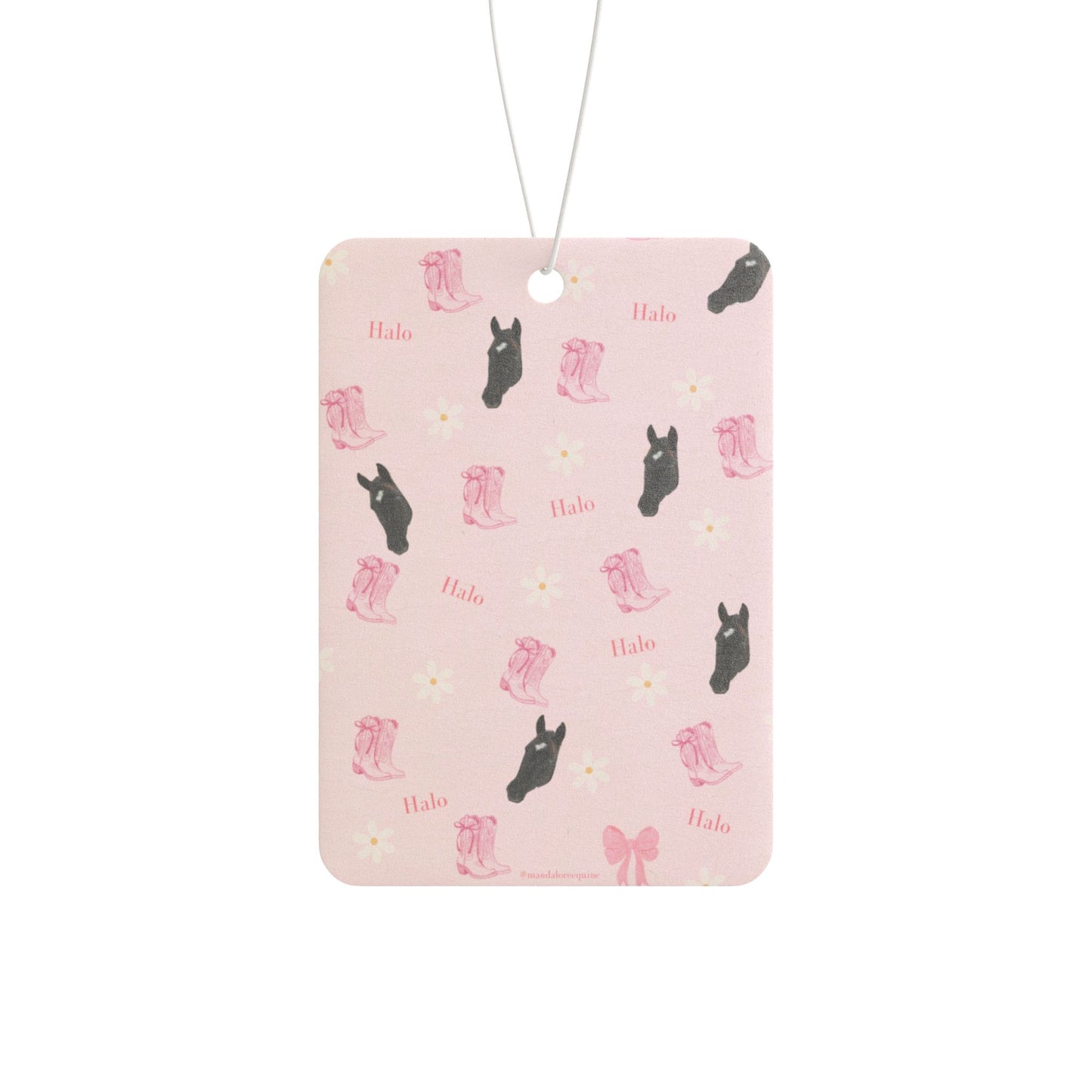 Black Horse Pink Car Air Freshener — Floral Equine Scented Ornament