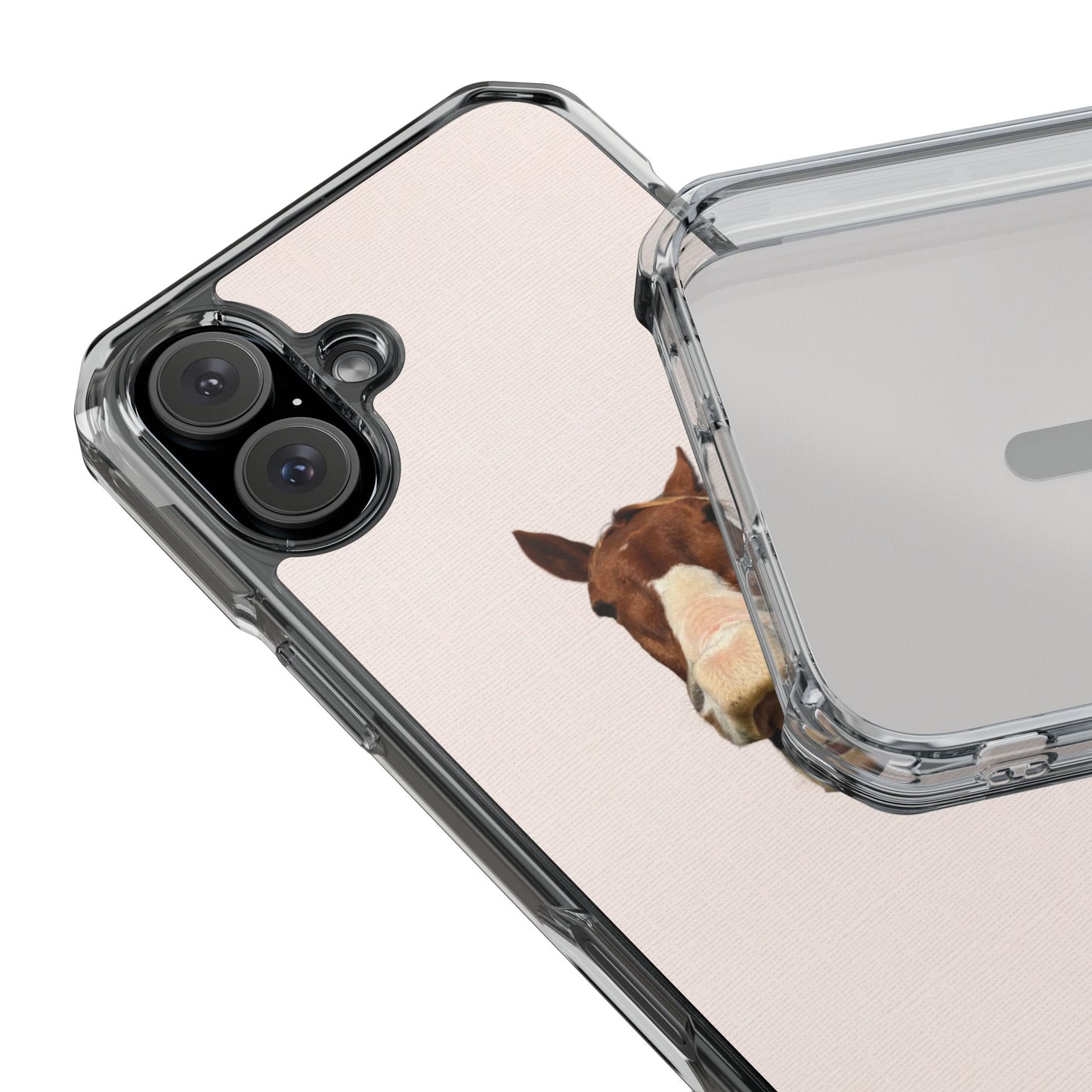 Clear Magnetic Phone Case — Funny Grinning Horse Design