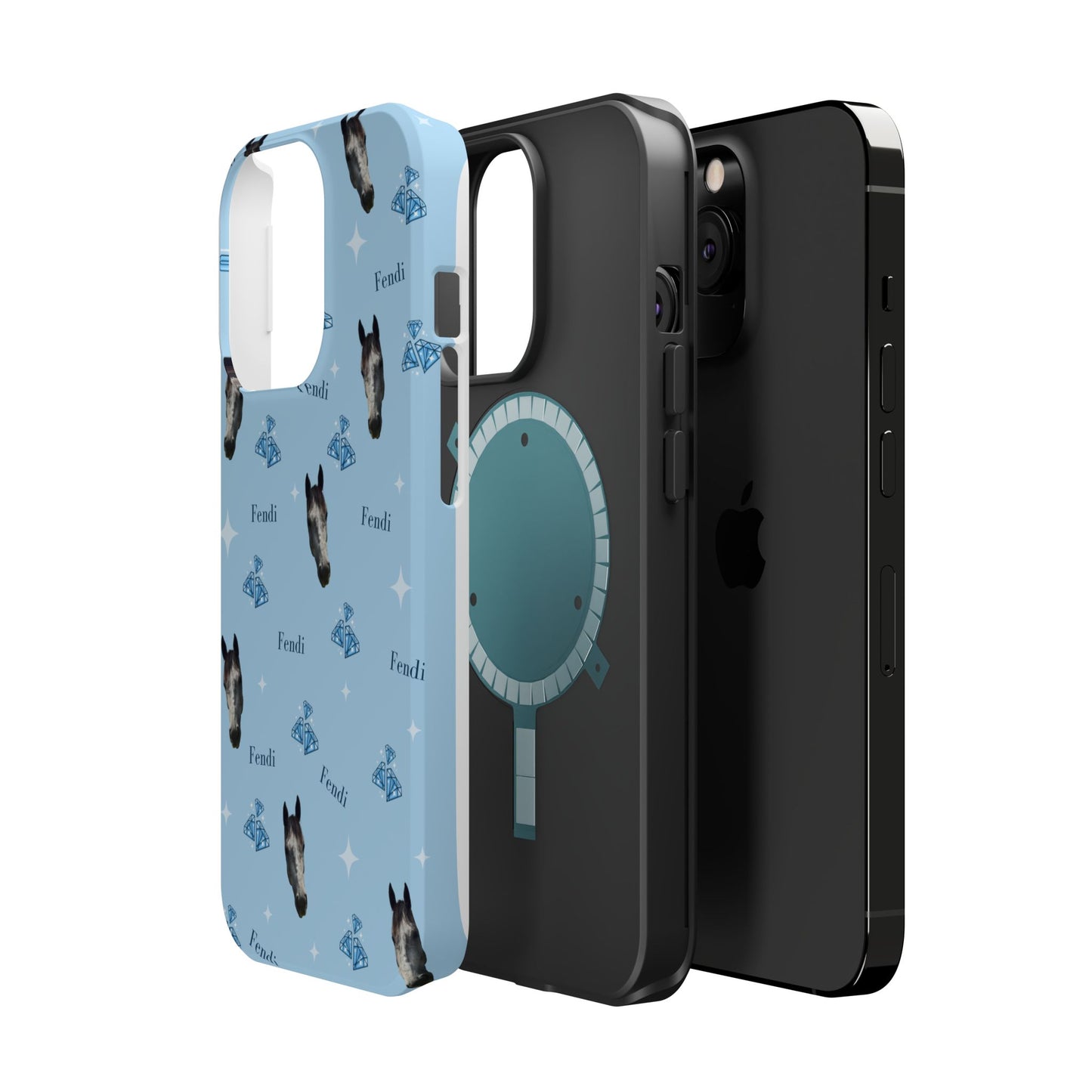Blue Horse Pattern Magnetic Impact-Resistant Phone Case