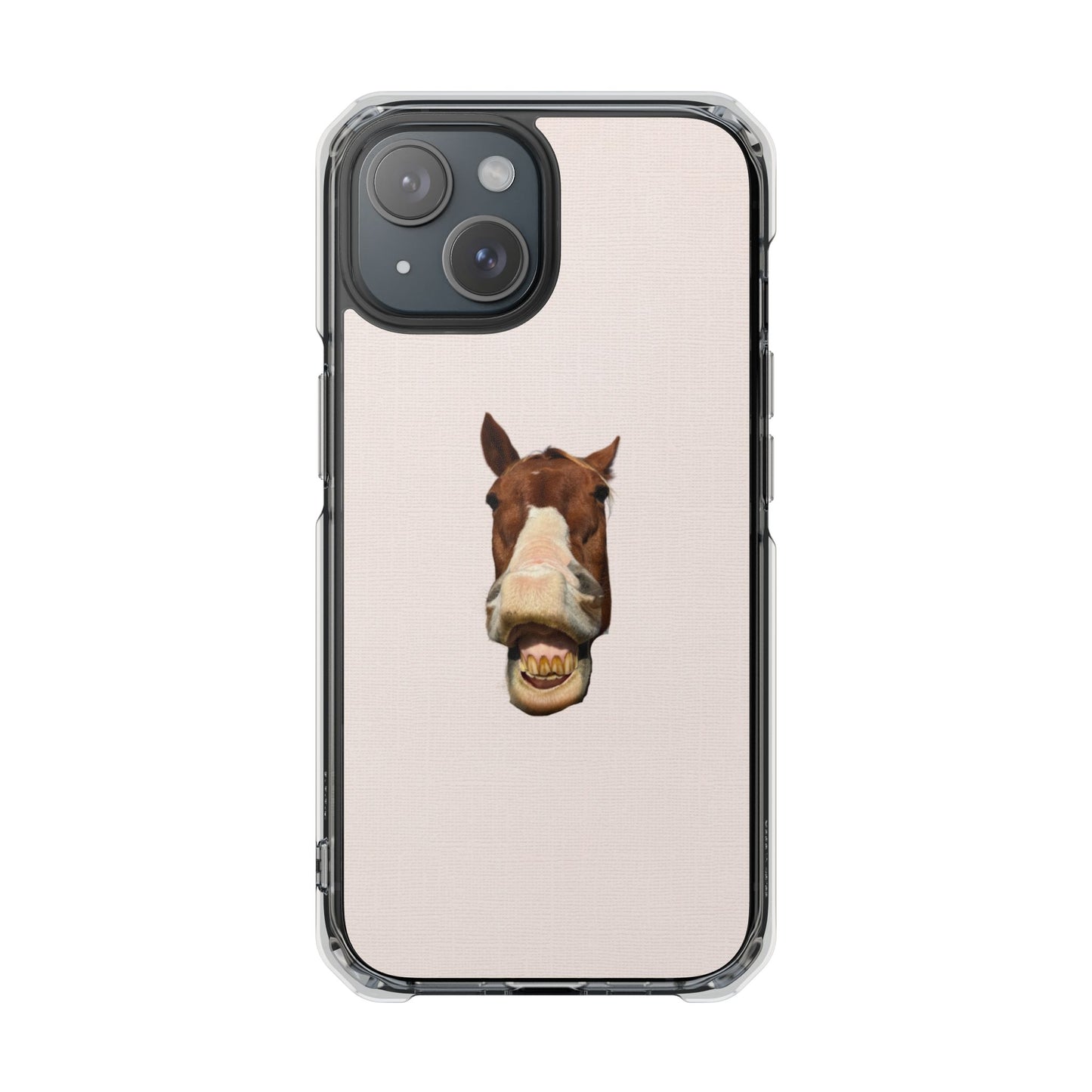 Clear Magnetic Phone Case — Funny Grinning Horse Design