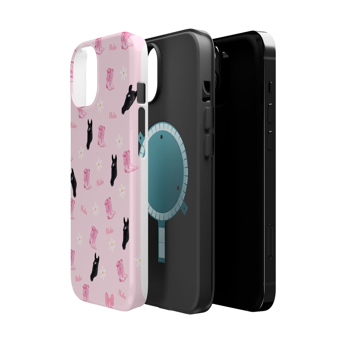 Magnetic Impact-Resistant Phone Case — Cute Pink Cat Pattern