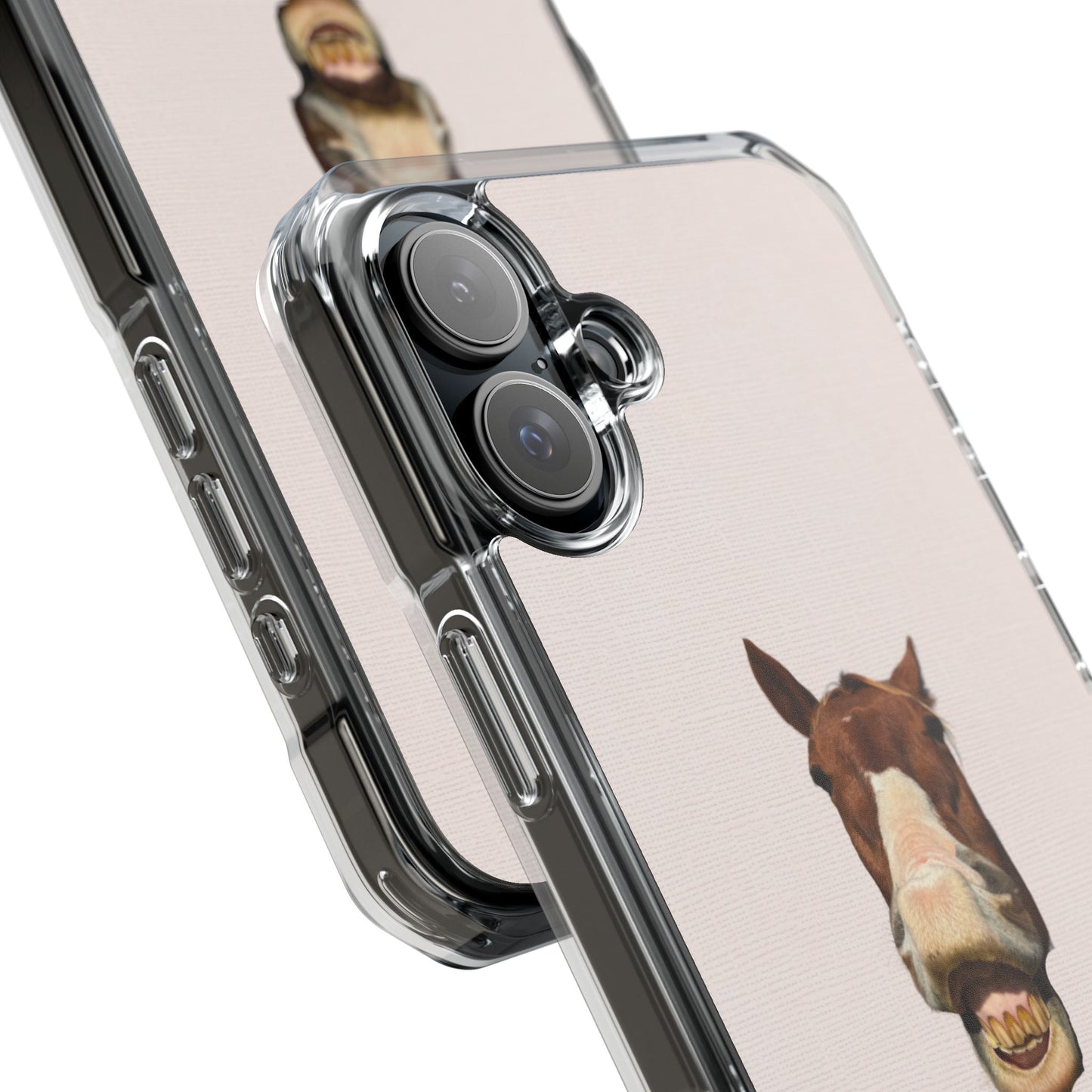 Clear Magnetic Phone Case — Funny Grinning Horse Design