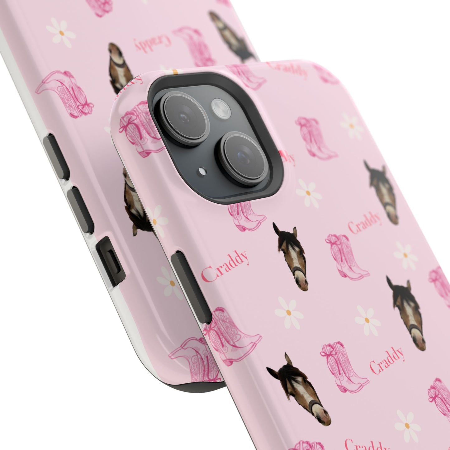 Pink Horse Pattern Magnetic Impact Case — Custom Equestrian iPhone Cover