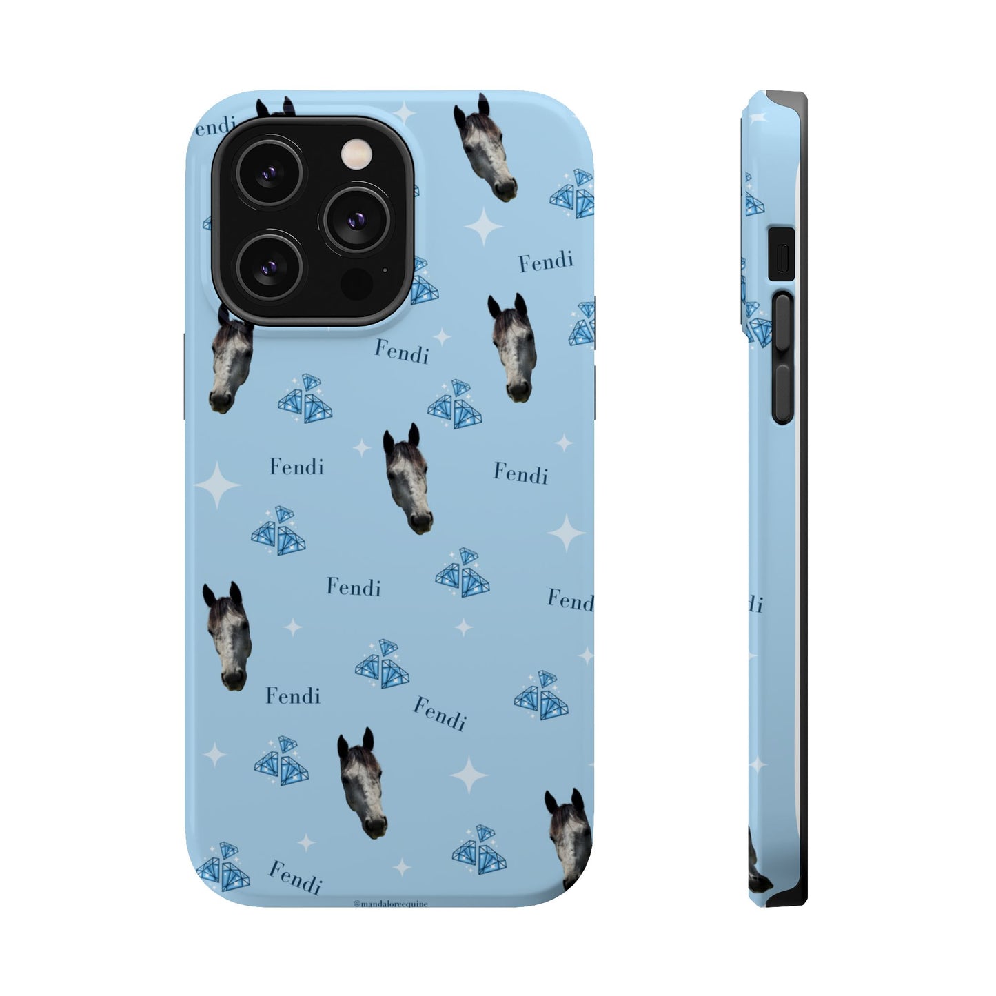 Blue Horse Pattern Magnetic Impact-Resistant Phone Case