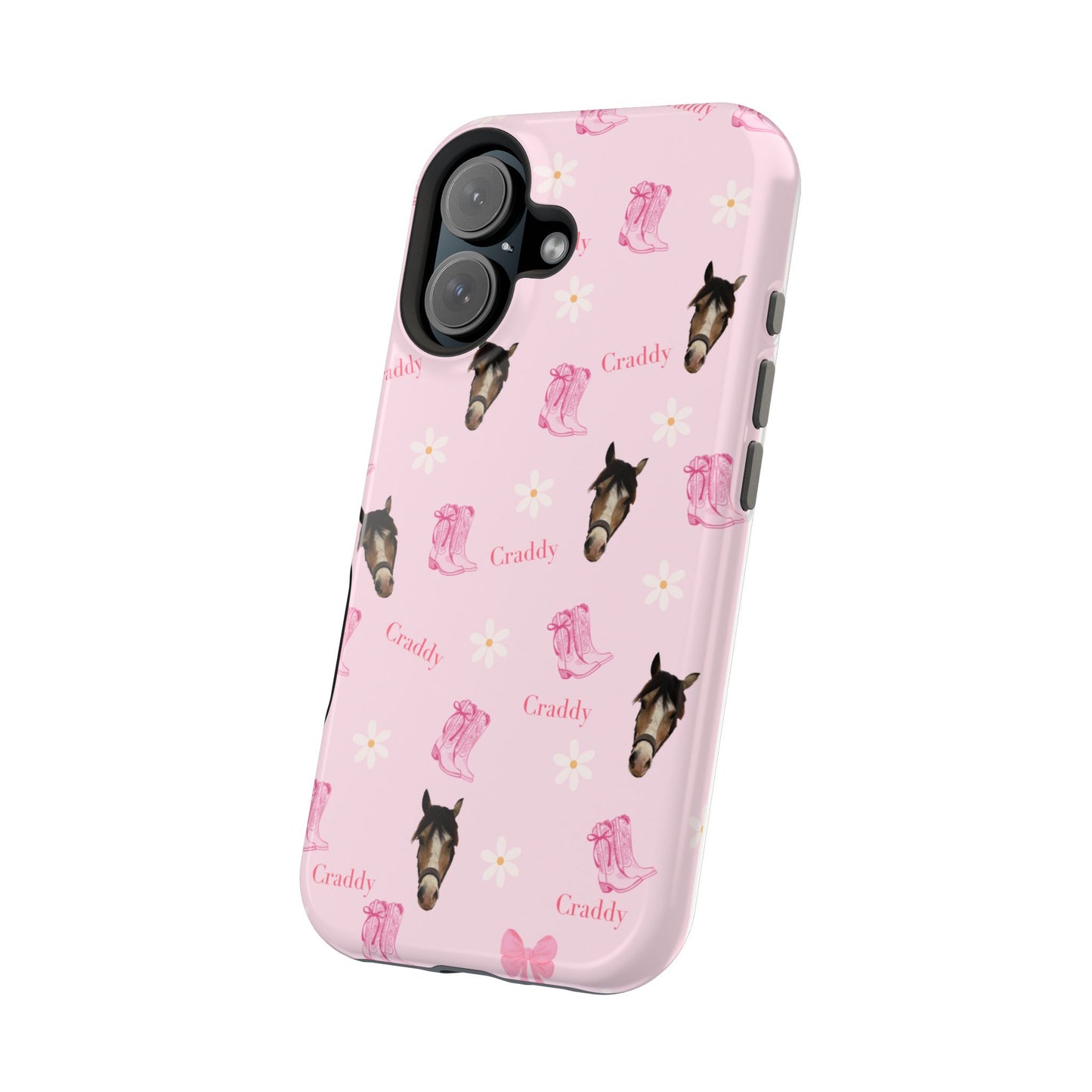 Pink Horse Pattern Magnetic Impact Case — Custom Equestrian iPhone Cover
