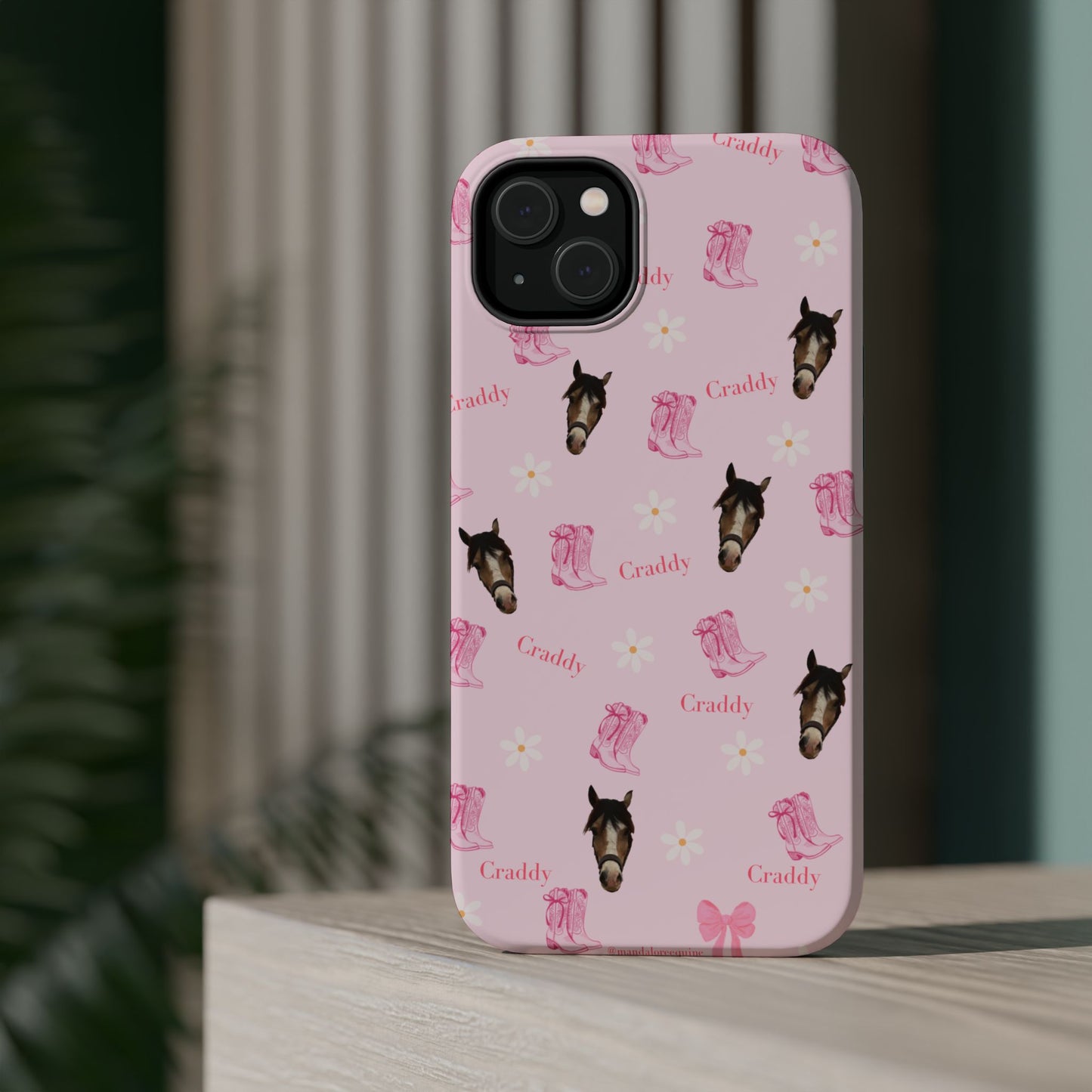 Pink Horse Pattern Magnetic Impact Case — Custom Equestrian iPhone Cover