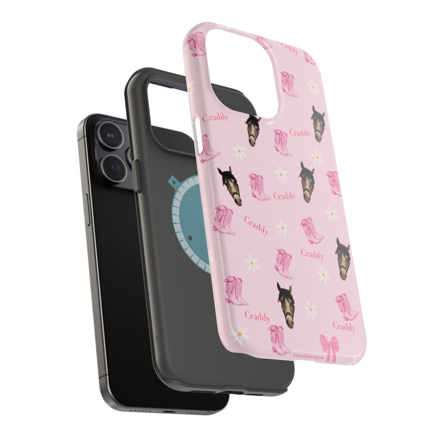 Pink Horse Pattern Magnetic Impact Case — Custom Equestrian iPhone Cover