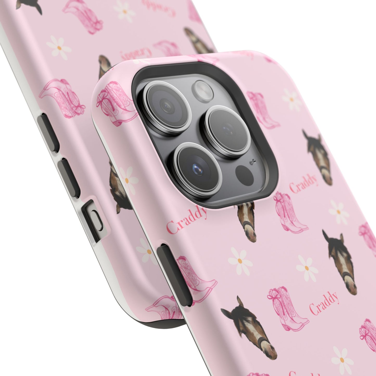 Pink Horse Pattern Magnetic Impact Case — Custom Equestrian iPhone Cover