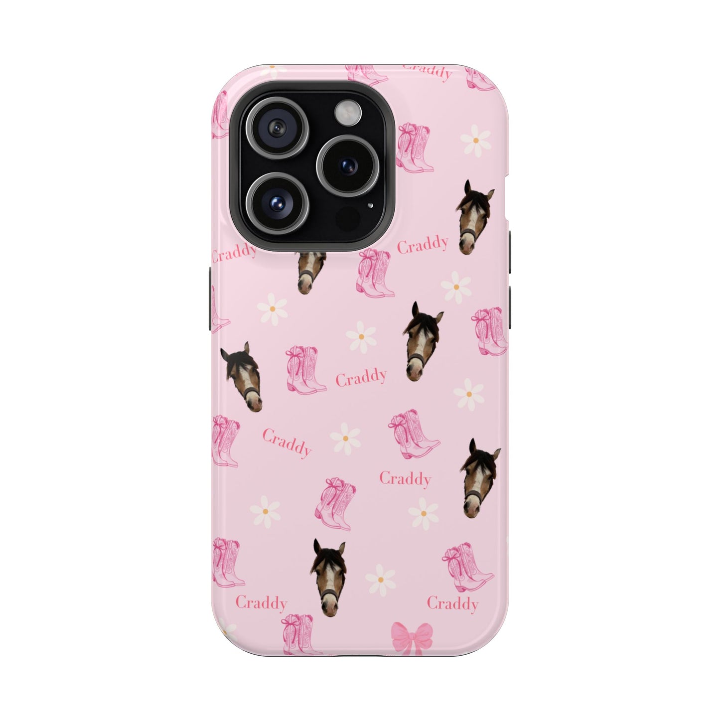 Pink Horse Pattern Magnetic Impact Case — Custom Equestrian iPhone Cover