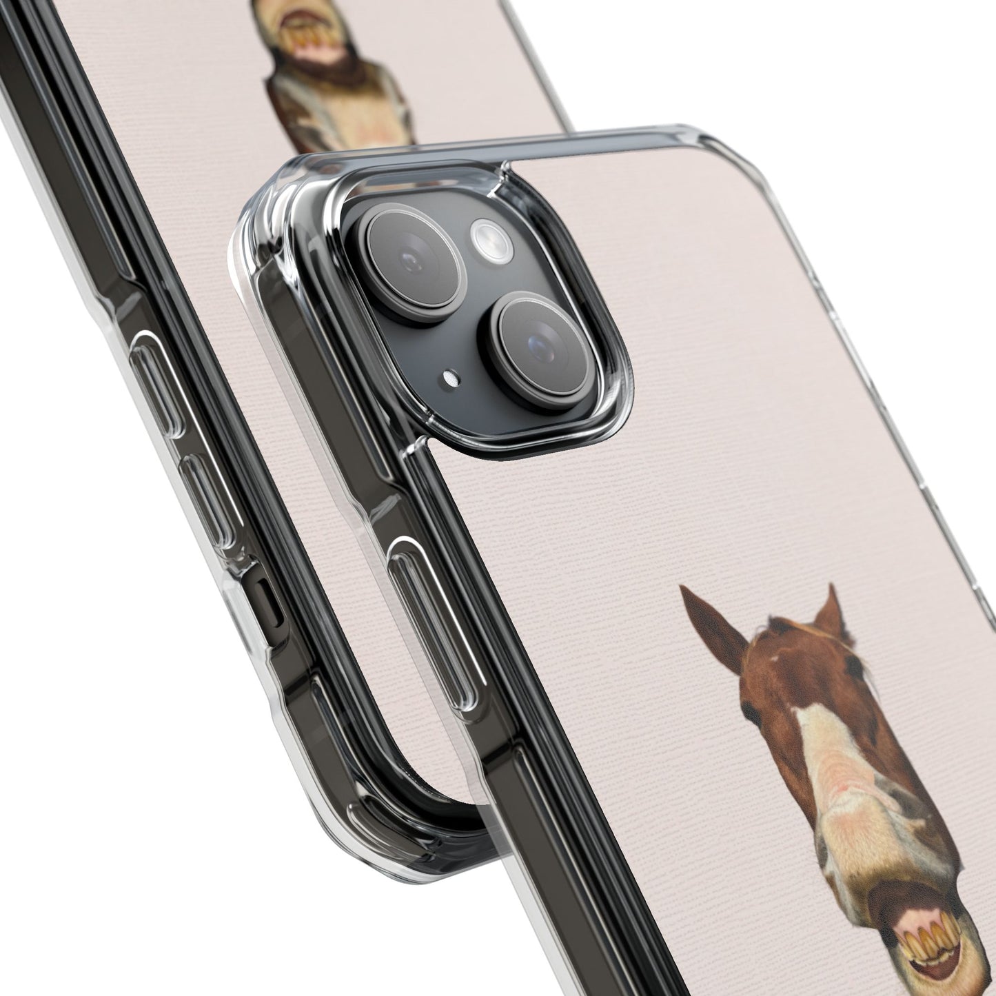 Clear Magnetic Phone Case — Funny Grinning Horse Design