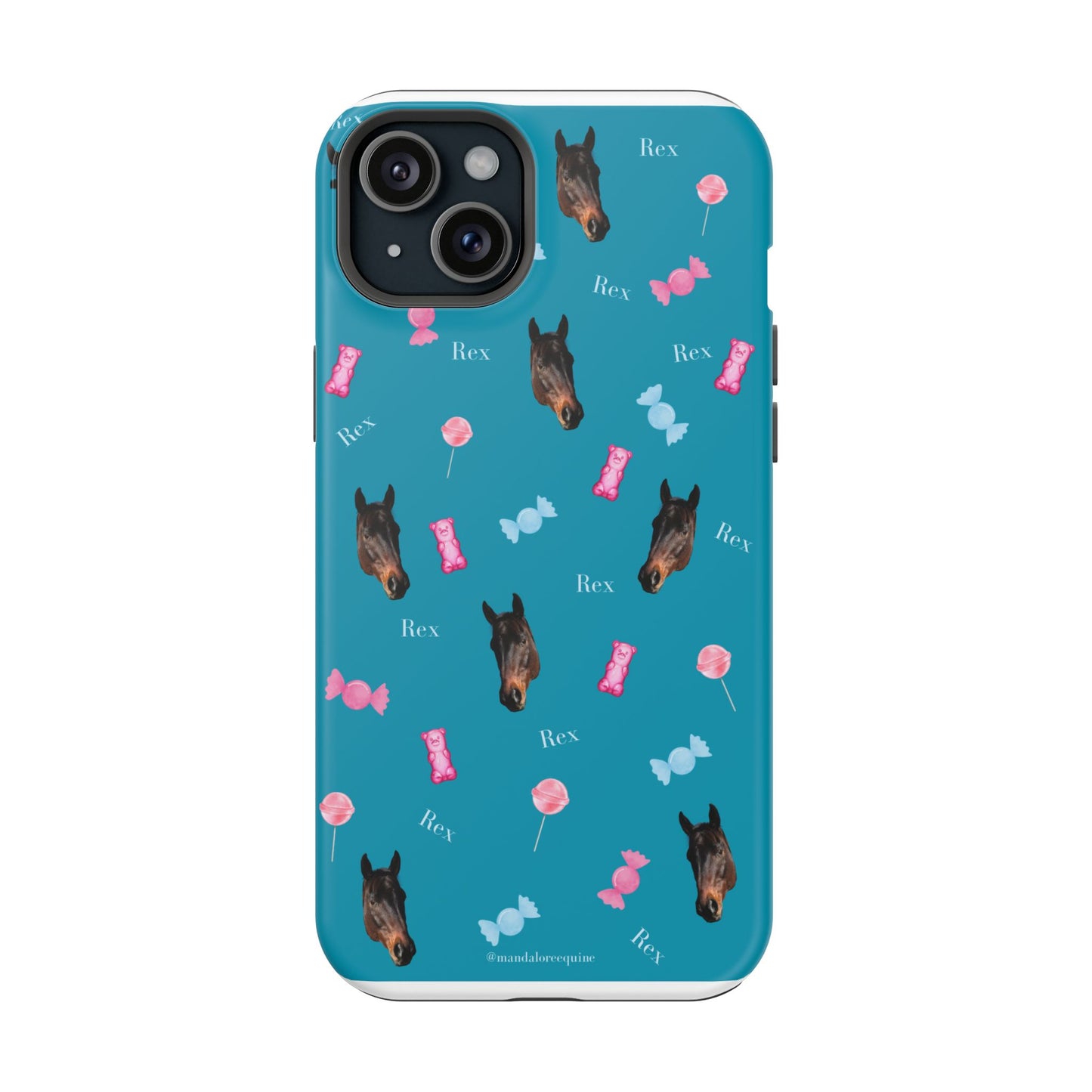 Magnetic Impact-Resistant Phone Case — Teal Doberman Candy Pattern (Protective, Shockproof)