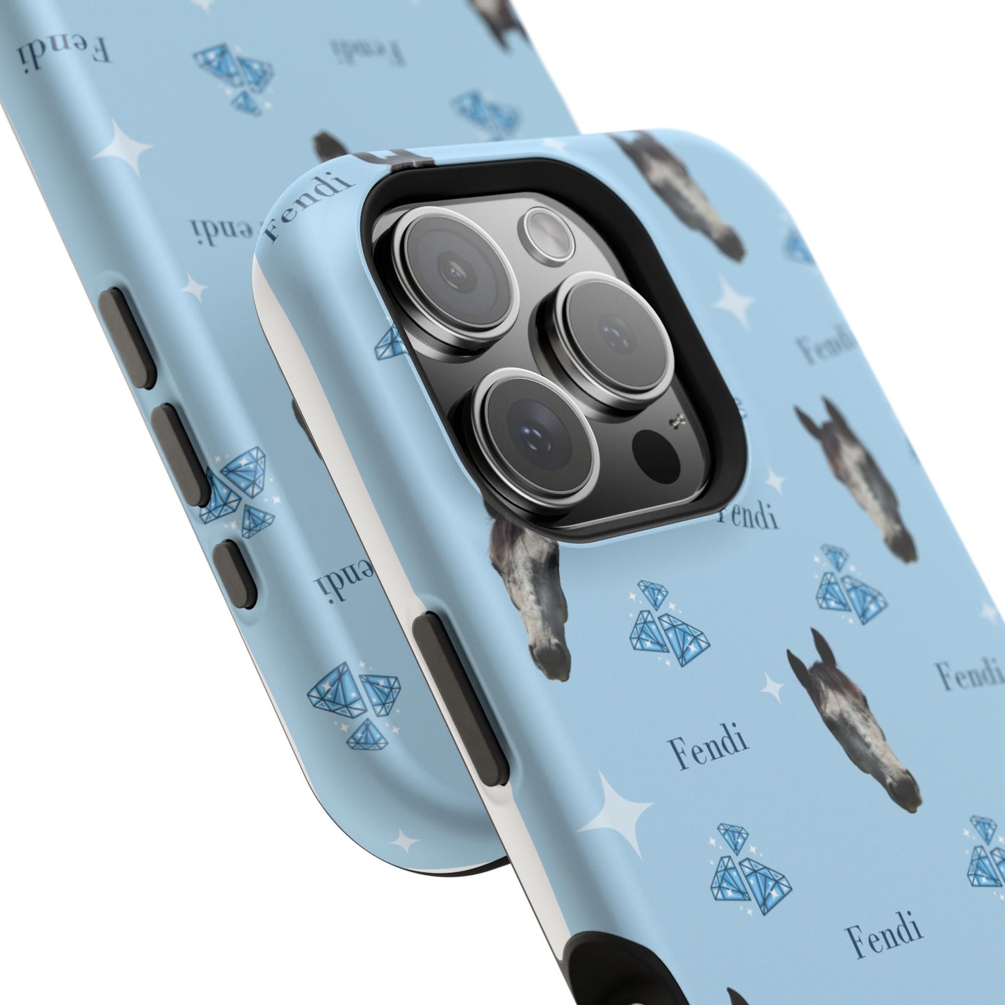 Blue Horse Pattern Magnetic Impact-Resistant Phone Case