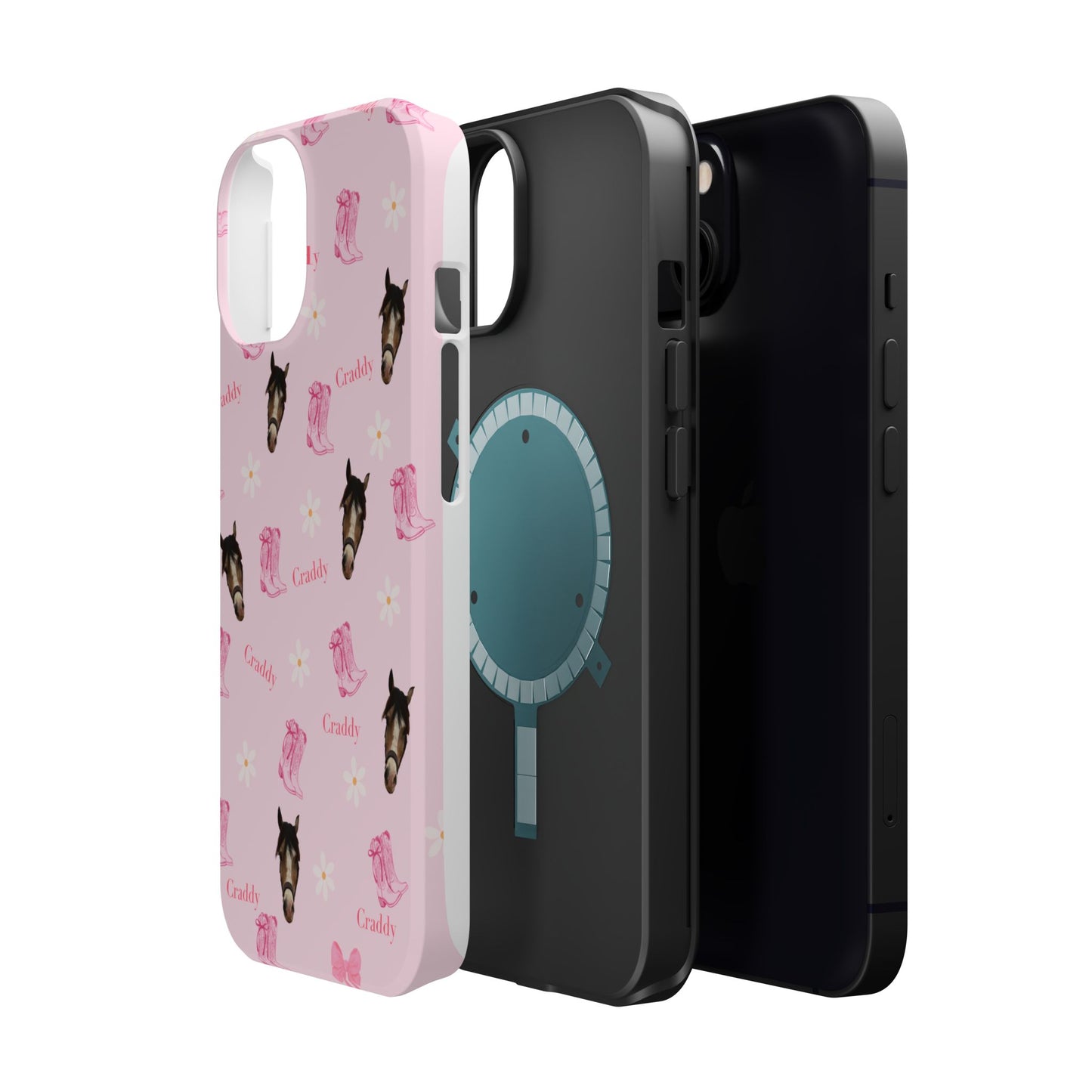 Pink Horse Pattern Magnetic Impact Case — Custom Equestrian iPhone Cover