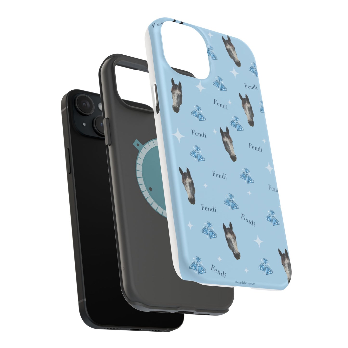 Blue Horse Pattern Magnetic Impact-Resistant Phone Case