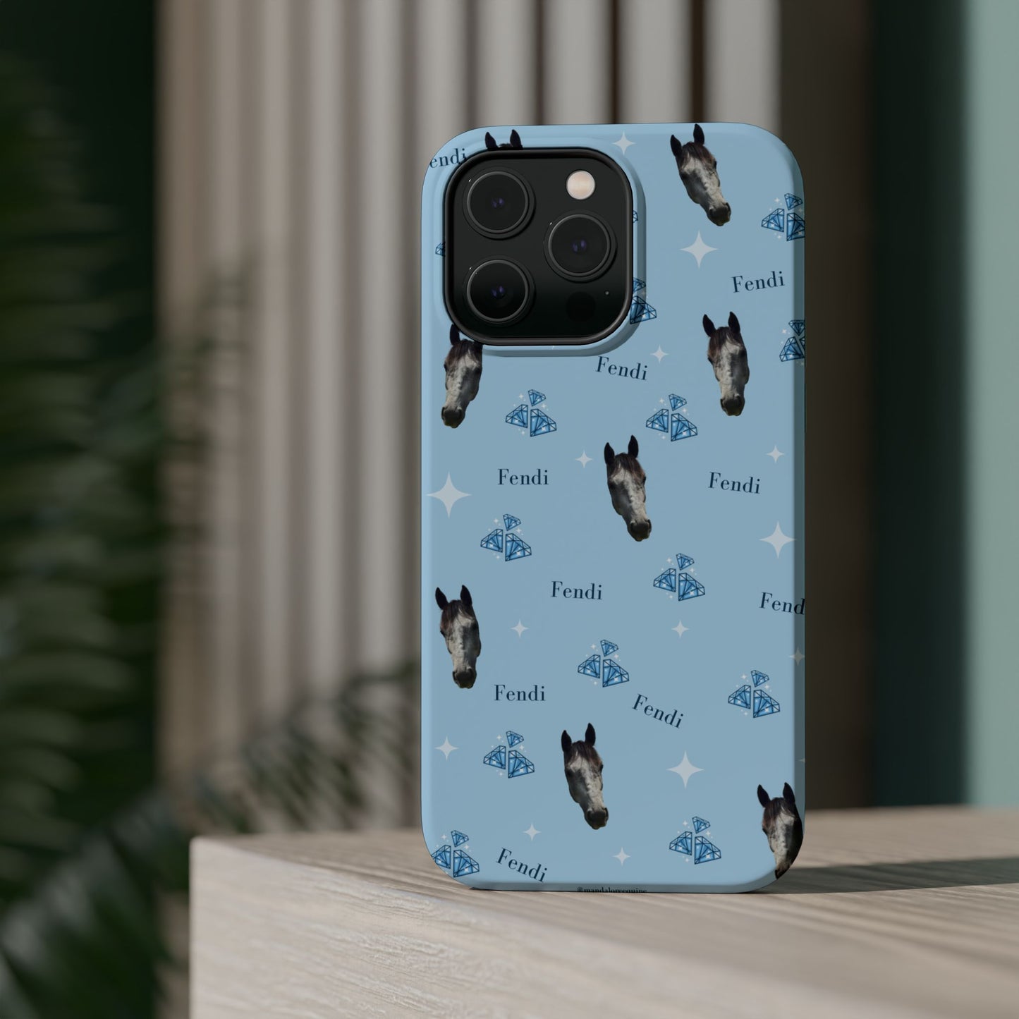 Blue Horse Pattern Magnetic Impact-Resistant Phone Case