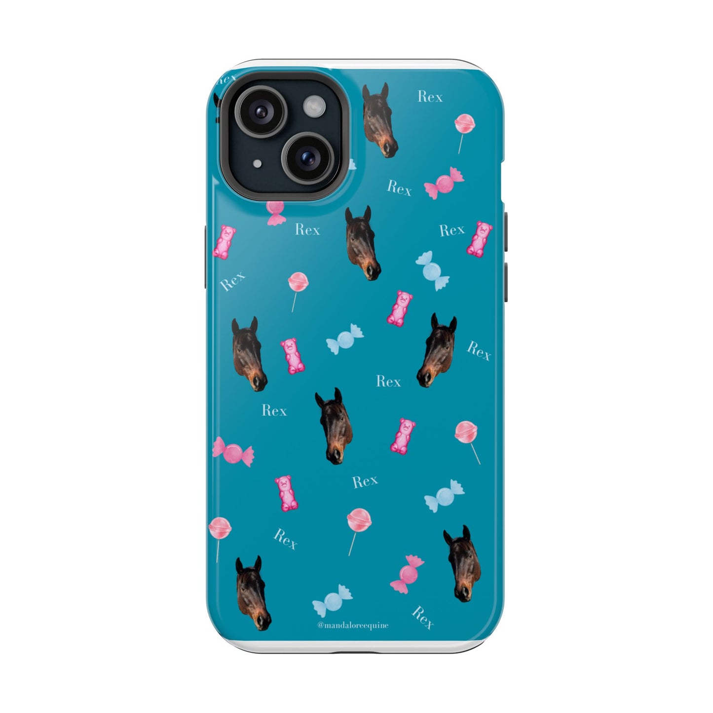 Magnetic Impact-Resistant Phone Case — Teal Doberman Candy Pattern (Protective, Shockproof)