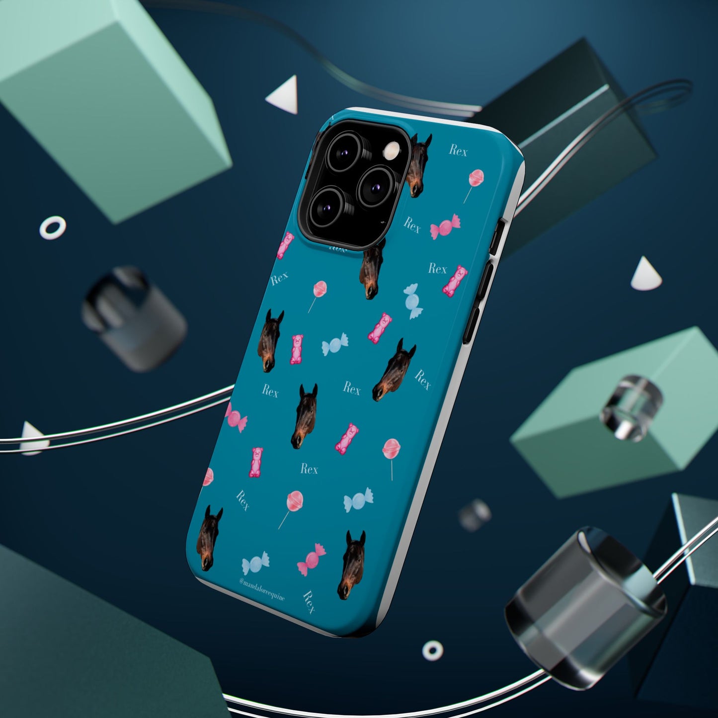 Magnetic Impact-Resistant Phone Case — Teal Doberman Candy Pattern (Protective, Shockproof)