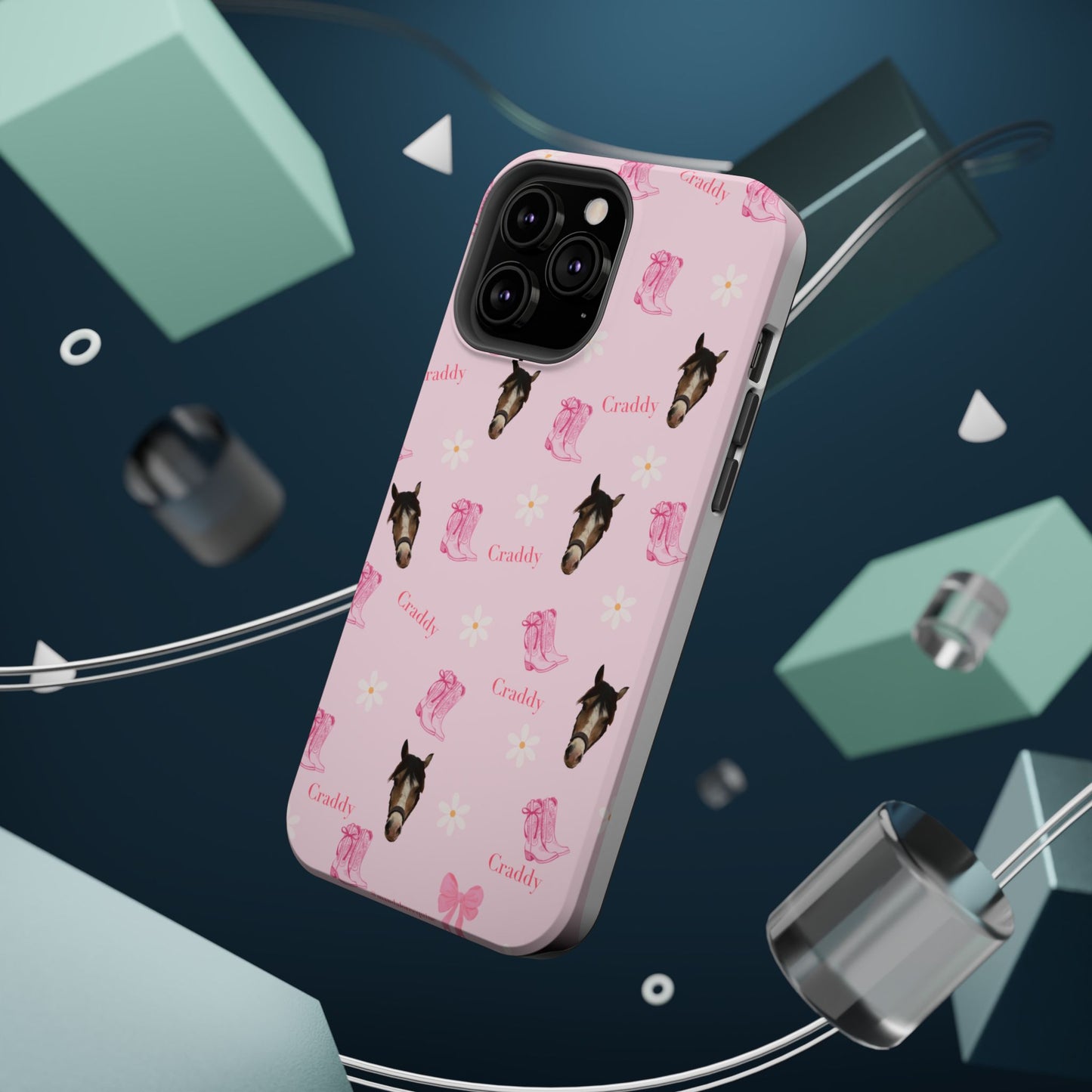 Pink Horse Pattern Magnetic Impact Case — Custom Equestrian iPhone Cover