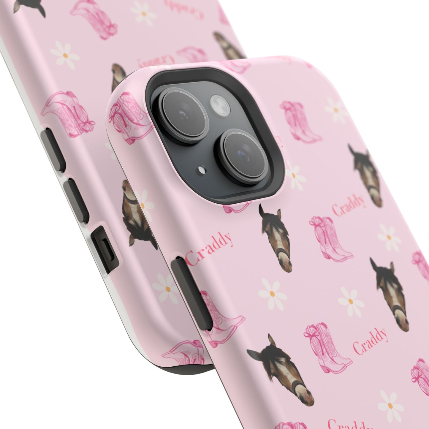 Pink Horse Pattern Magnetic Impact Case — Custom Equestrian iPhone Cover