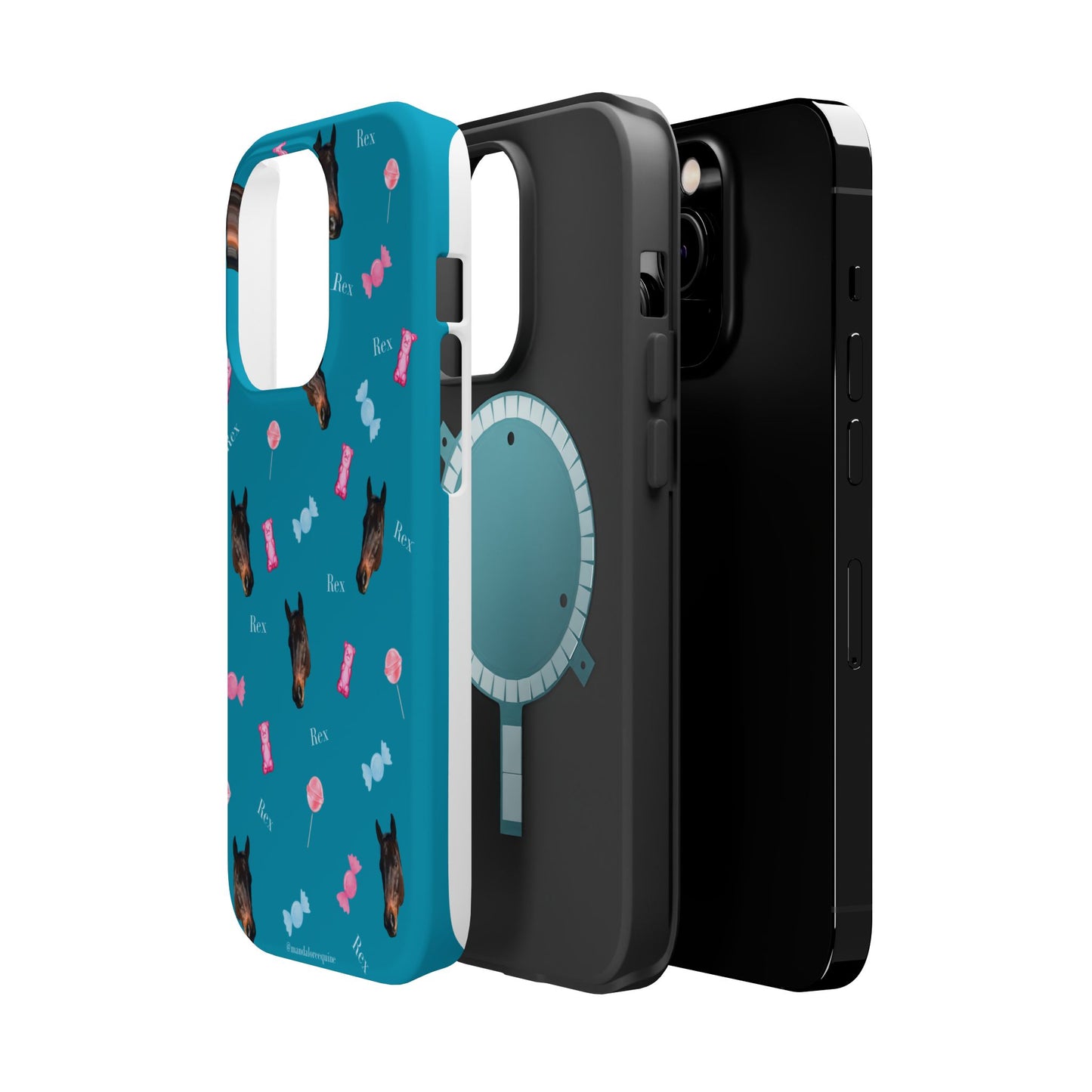 Magnetic Impact-Resistant Phone Case — Teal Doberman Candy Pattern (Protective, Shockproof)