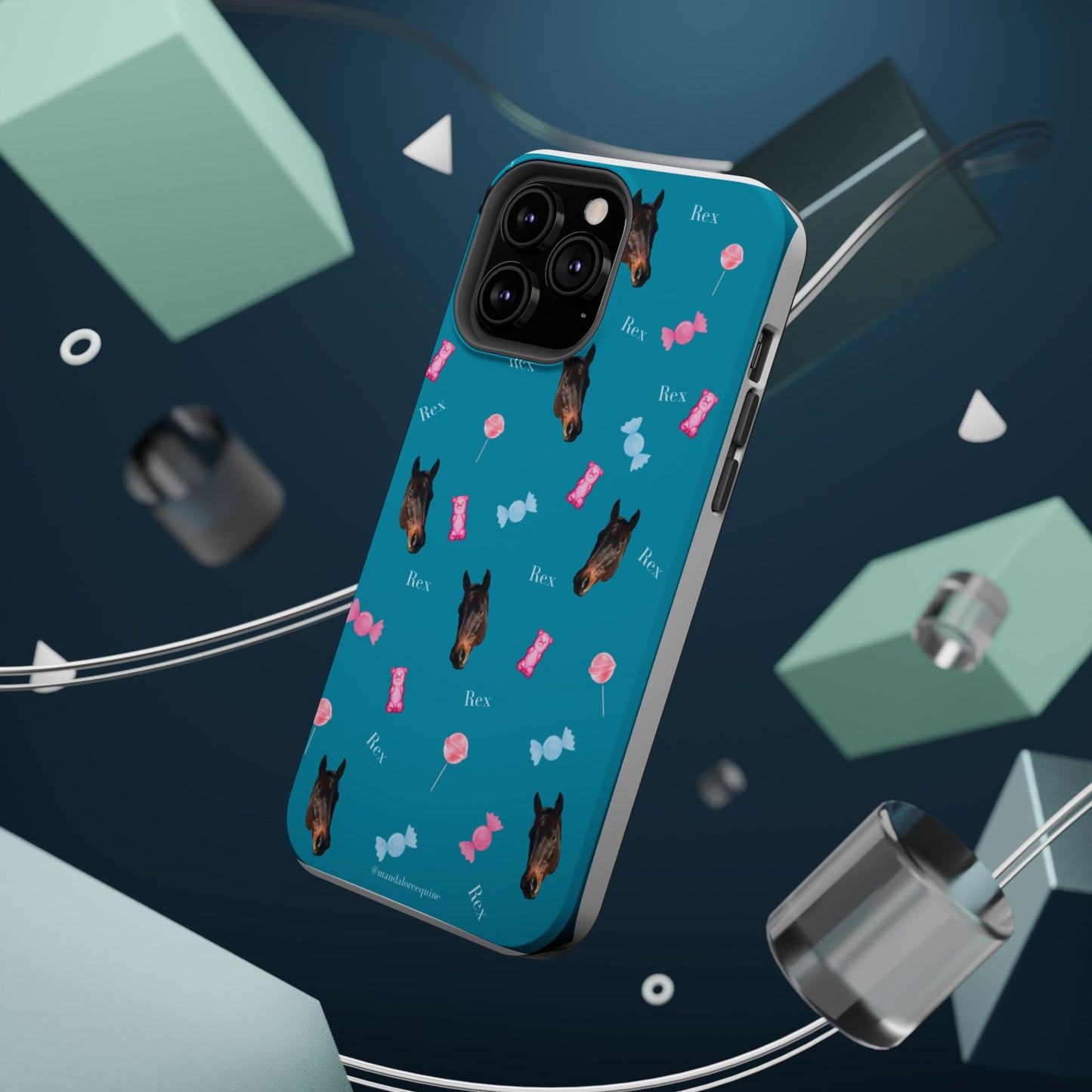 Magnetic Impact-Resistant Phone Case — Teal Doberman Candy Pattern (Protective, Shockproof)