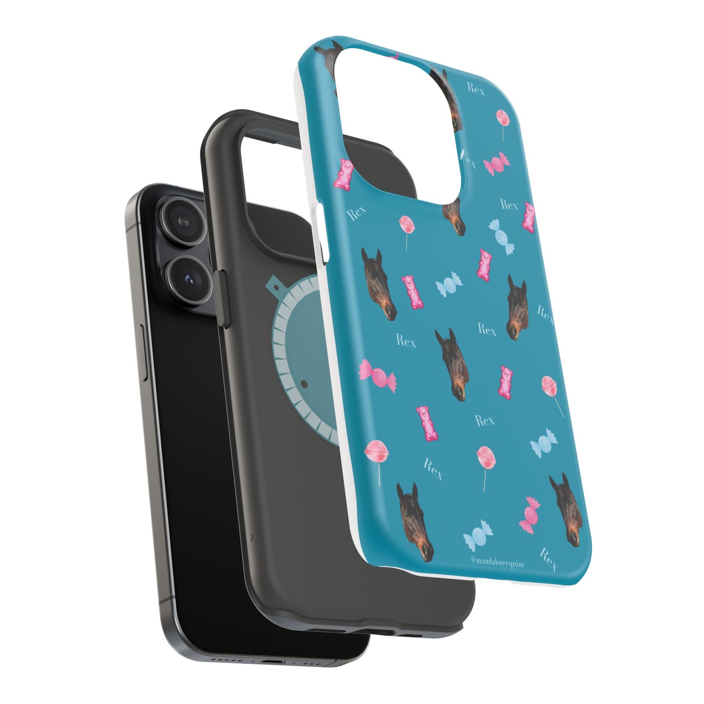 Magnetic Impact-Resistant Phone Case — Teal Doberman Candy Pattern (Protective, Shockproof)