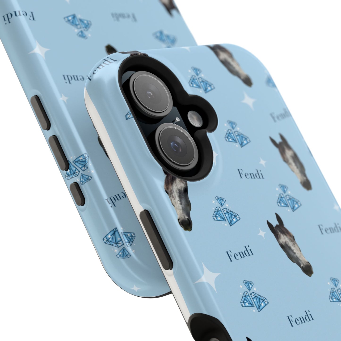Blue Horse Pattern Magnetic Impact-Resistant Phone Case