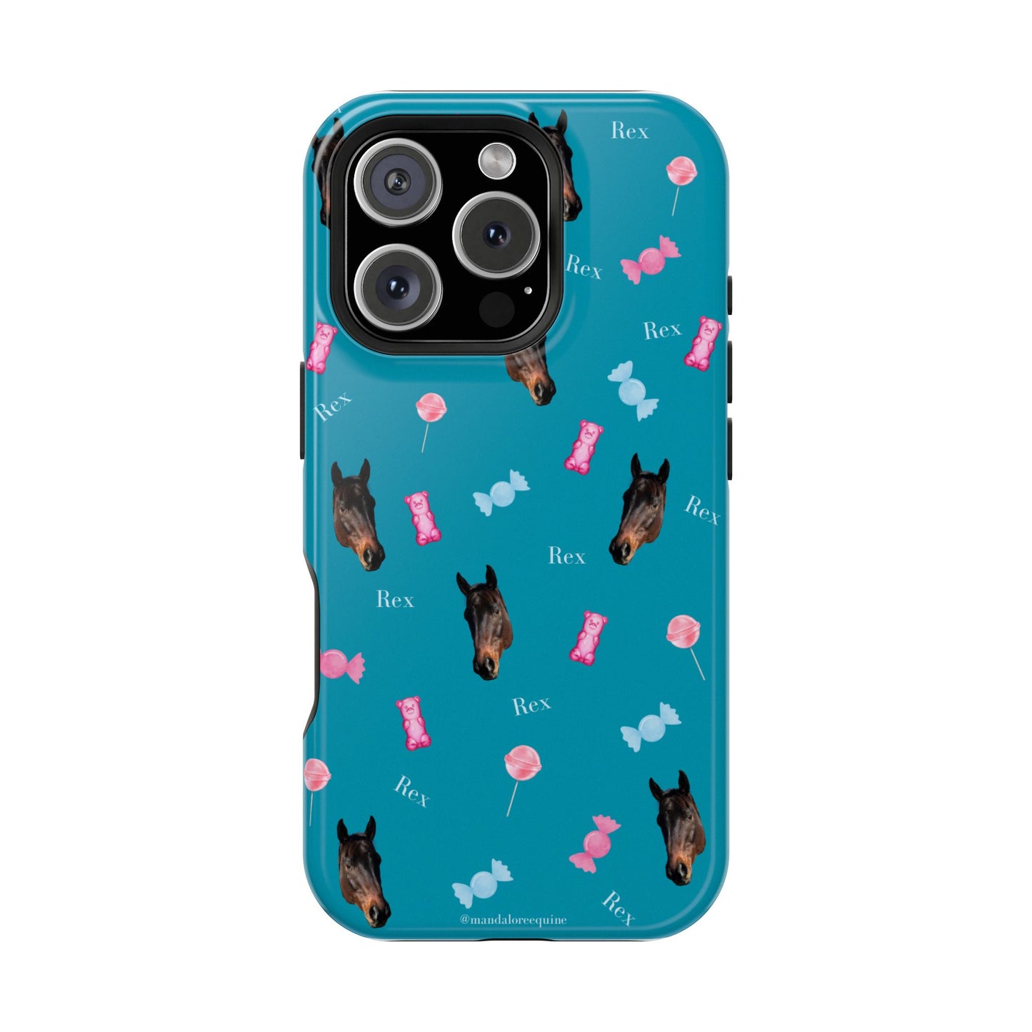 Magnetic Impact-Resistant Phone Case — Teal Doberman Candy Pattern (Protective, Shockproof)