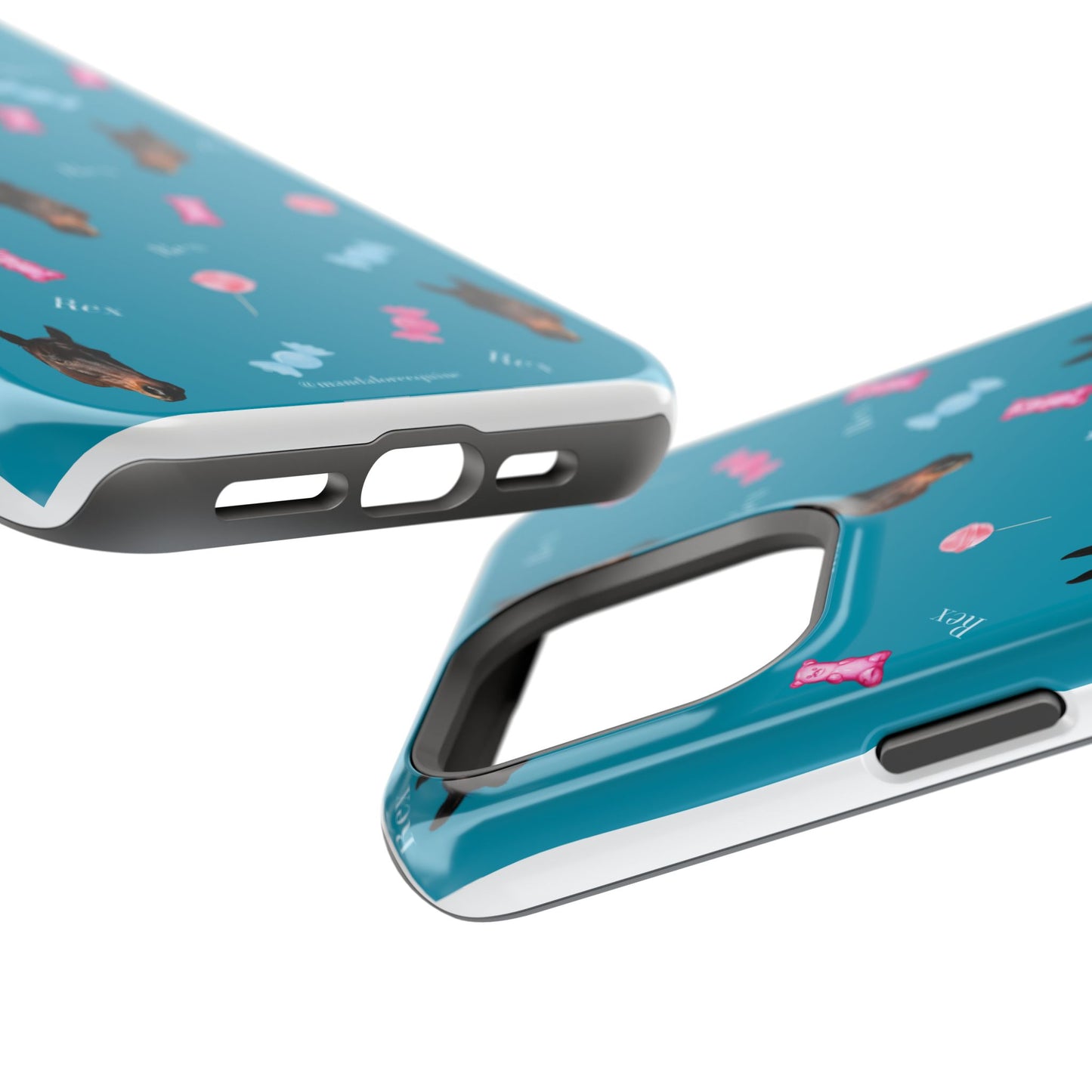 Magnetic Impact-Resistant Phone Case — Teal Doberman Candy Pattern (Protective, Shockproof)