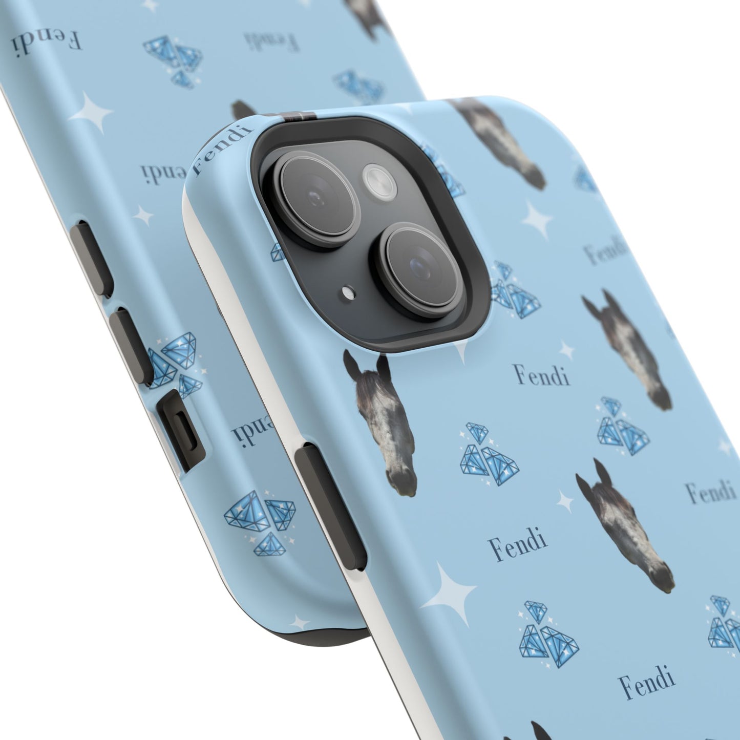 Blue Horse Pattern Magnetic Impact-Resistant Phone Case