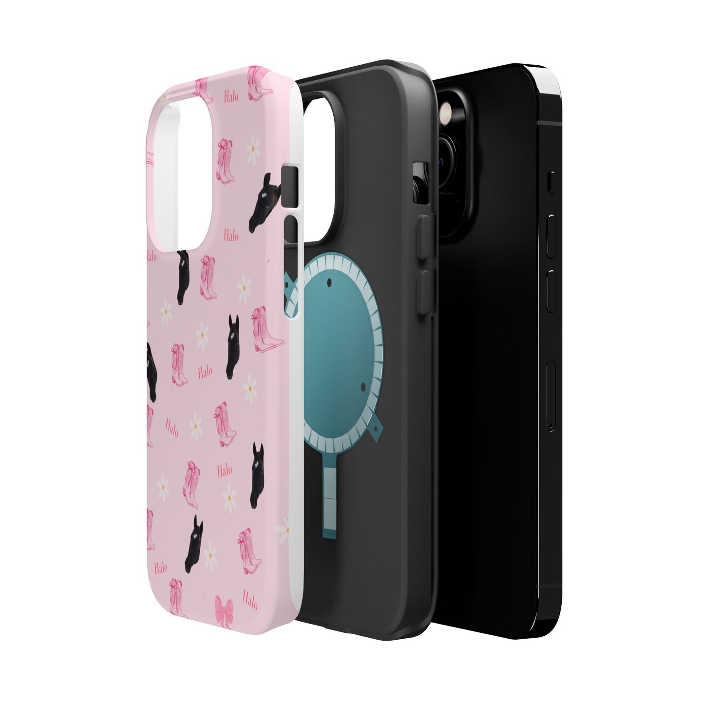 Magnetic Impact-Resistant Phone Case — Cute Pink Cat Pattern