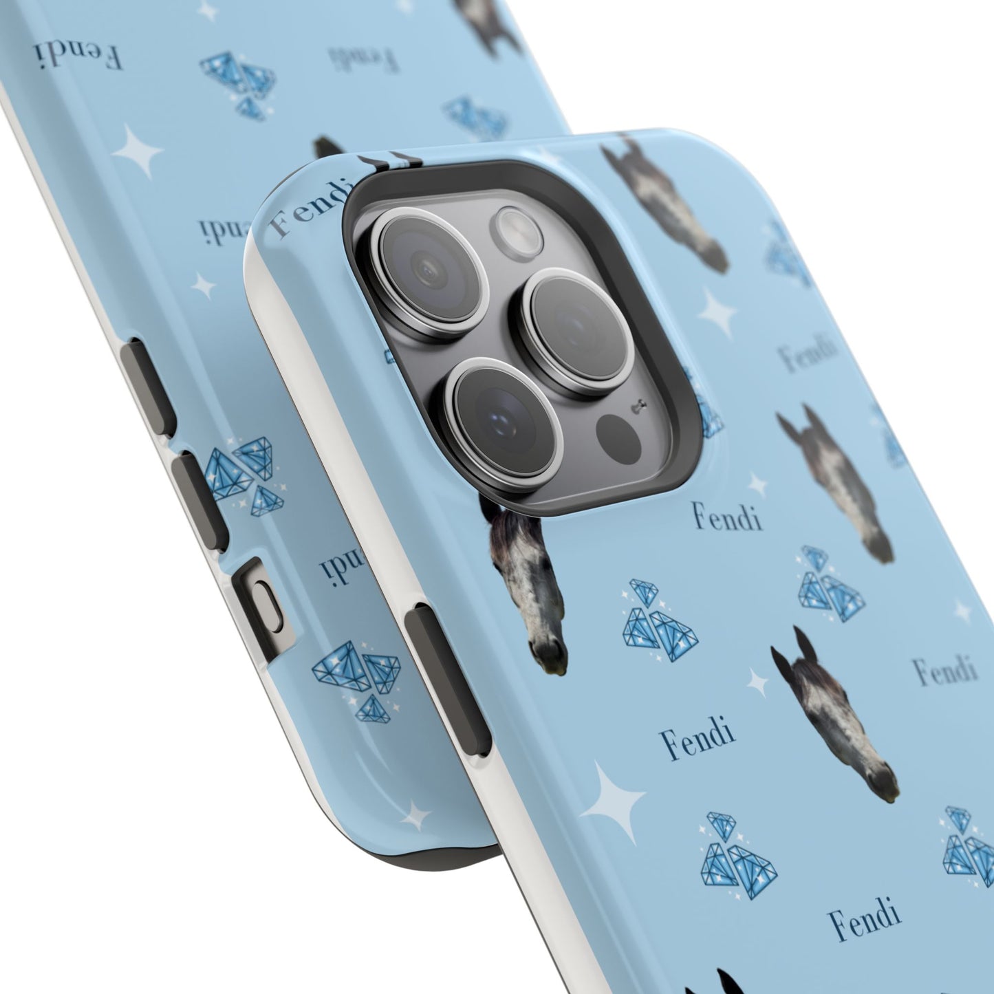 Blue Horse Pattern Magnetic Impact-Resistant Phone Case