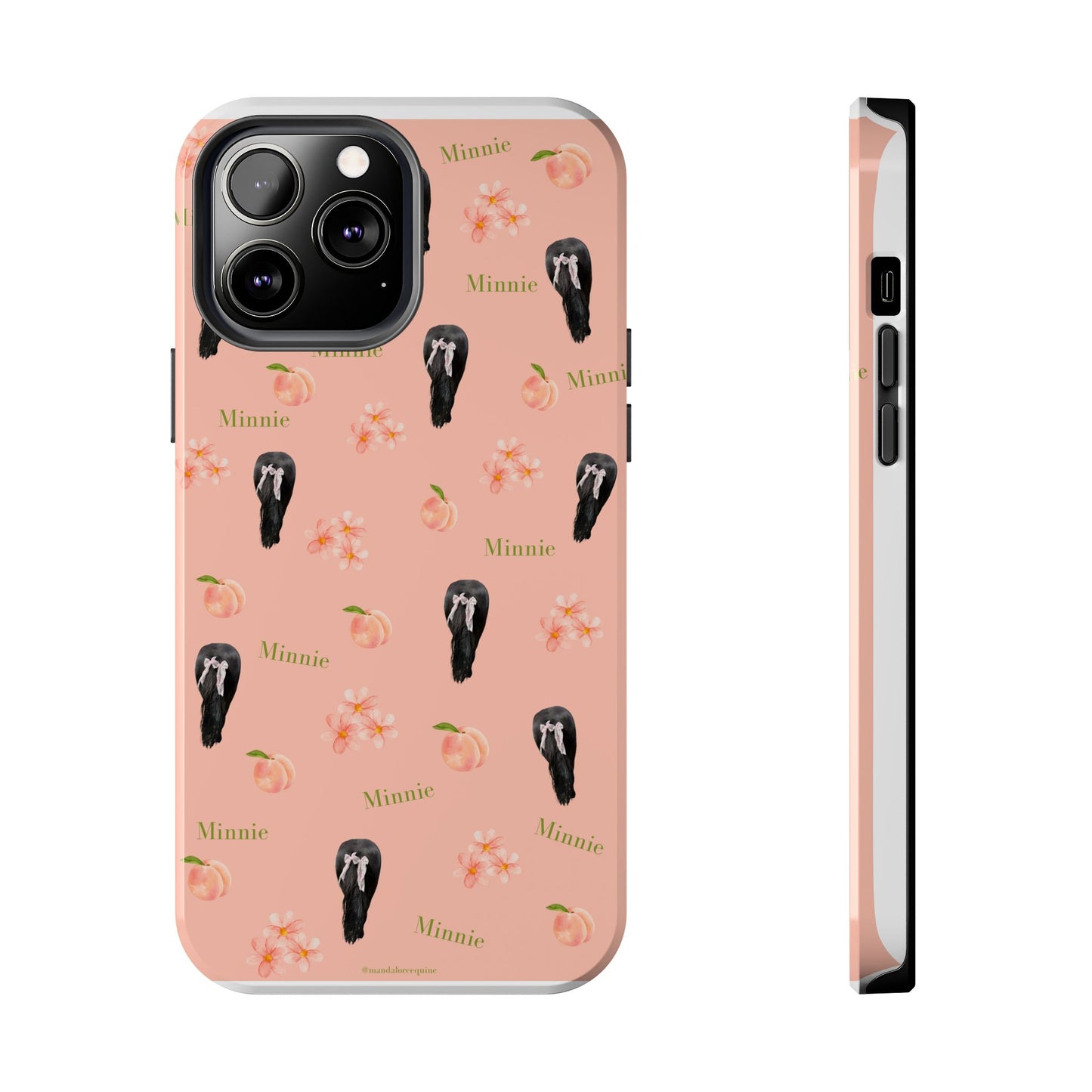 Personalized Peach Floral Phone Case — Tough Protective Case with Custom Name (Minnie)
